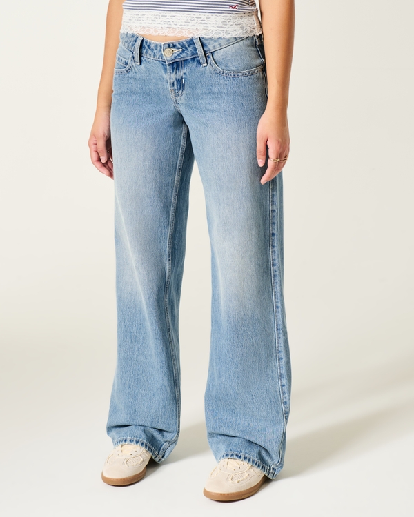 Ultra Low-Rise Light Wash Baggy Jeans, Light Denim view 2