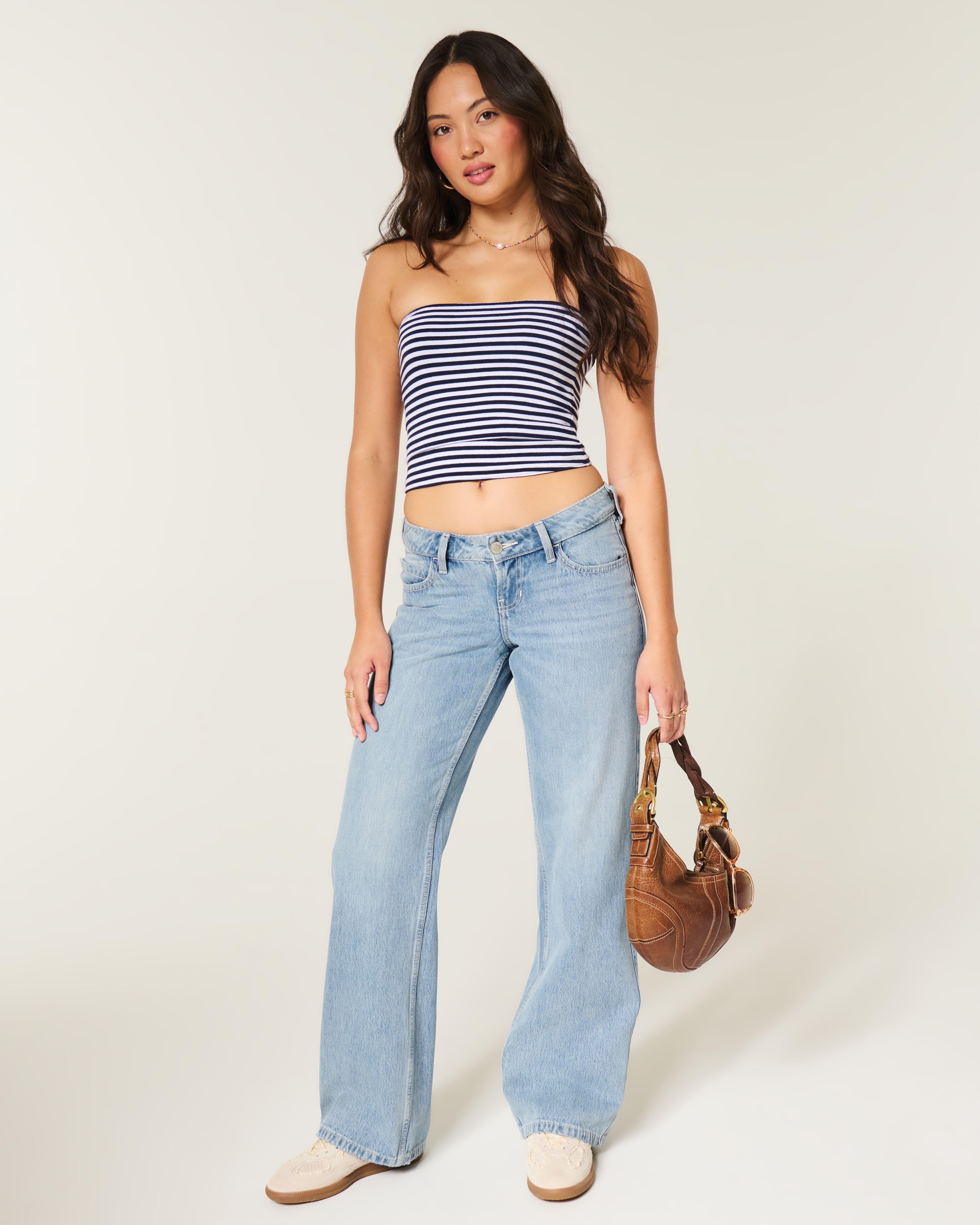 Ultra Low-Rise Light Wash Baggy Jeans