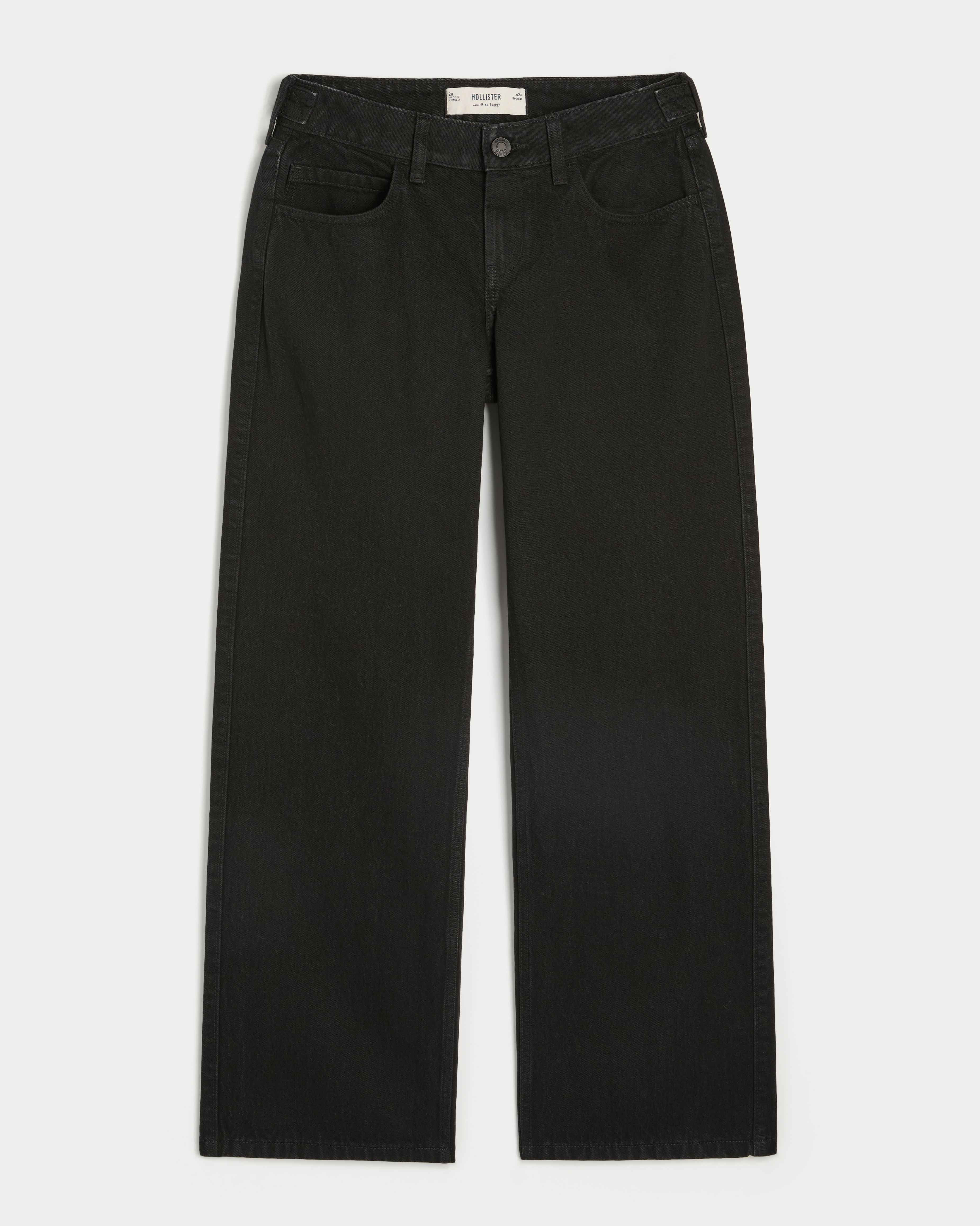 Adjustable Waist Low-Rise Black Baggy Jeans