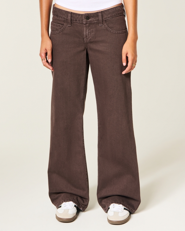 Ultra Low-Rise Dark Brown Baggy Jeans, Brown view 2