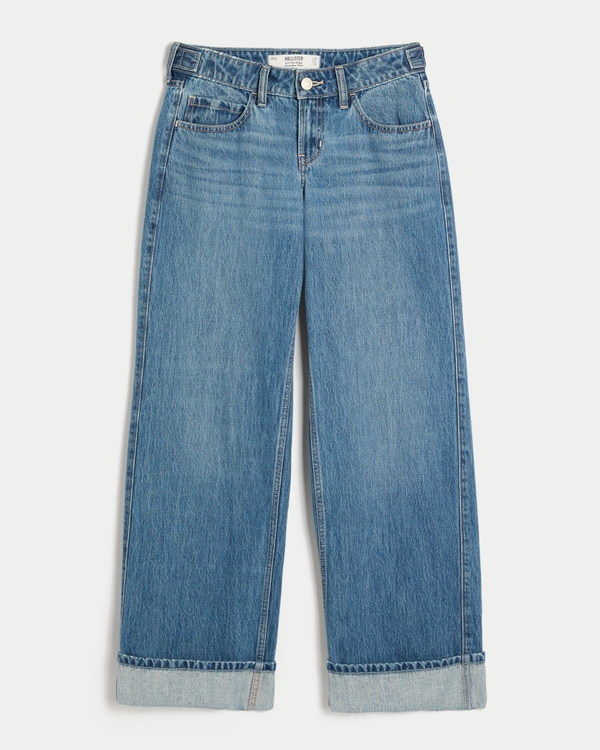 Women's Hollister Andi Adjustable Waist Low-Rise Medium Wash Baggy