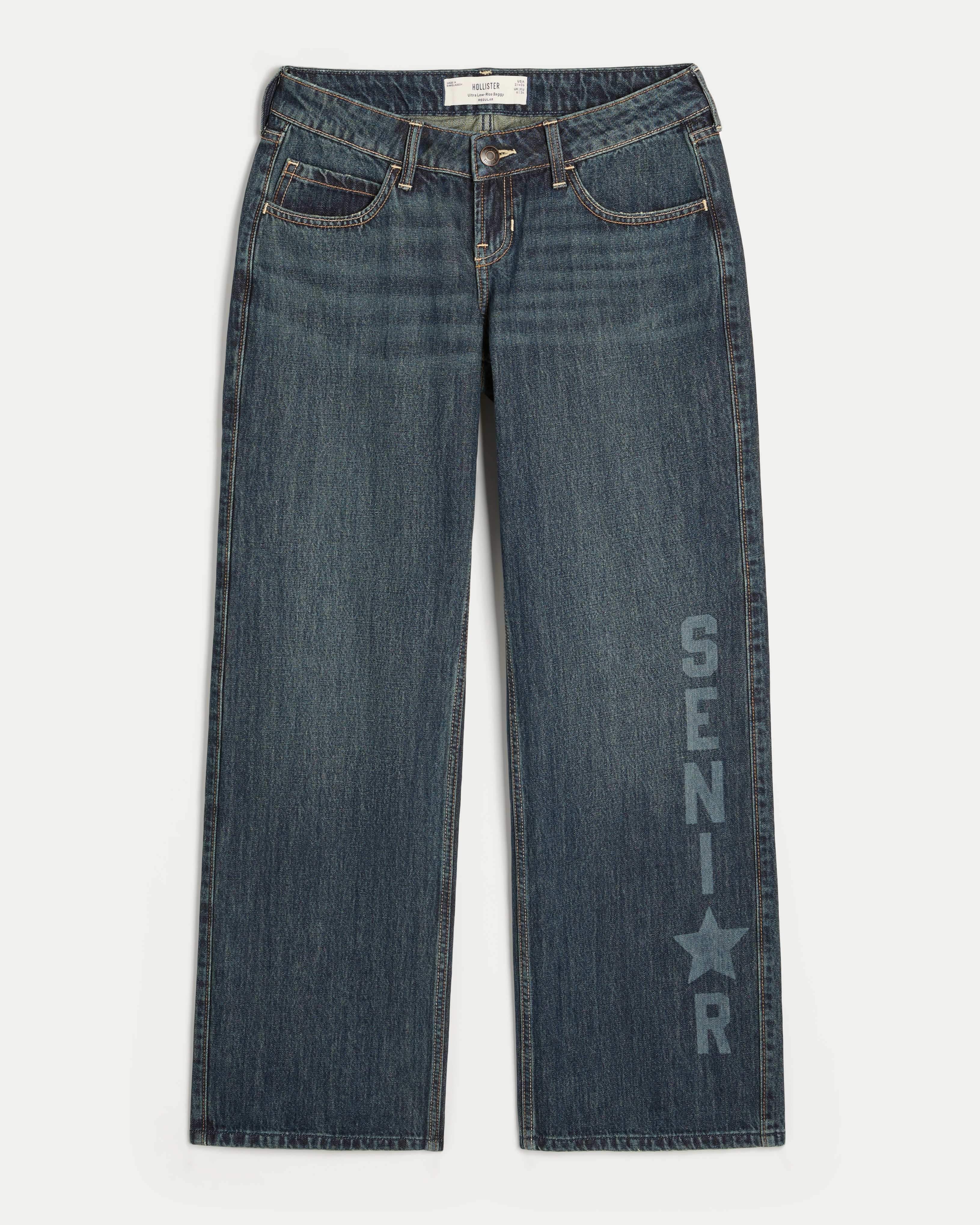 Ultra Low-Rise Senior Graphic Baggy Jeans