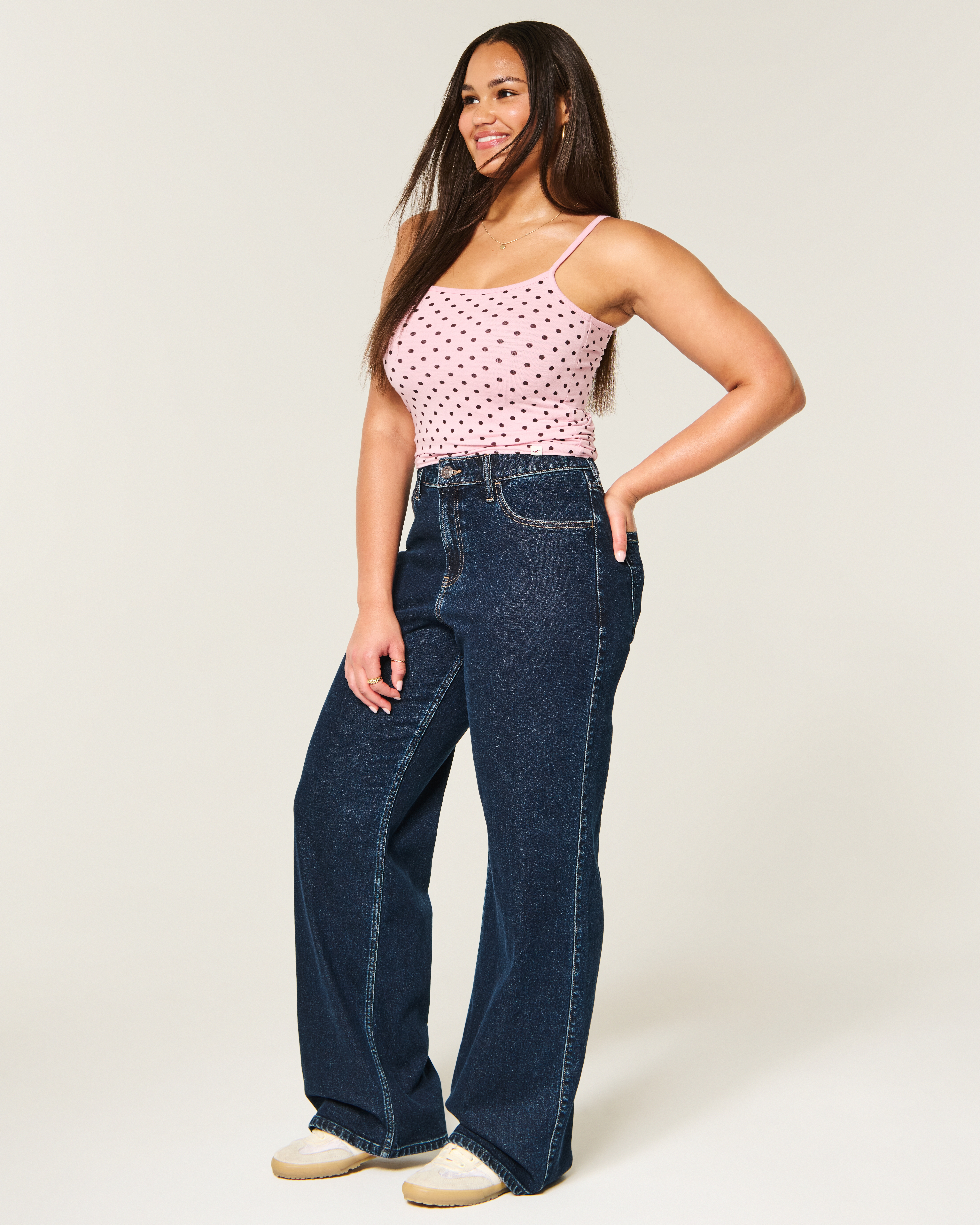Curvy High-Rise Dark Wash Baggy Jeans