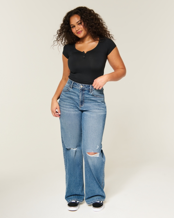 Curvy High-Rise Ripped Baggy Jeans
