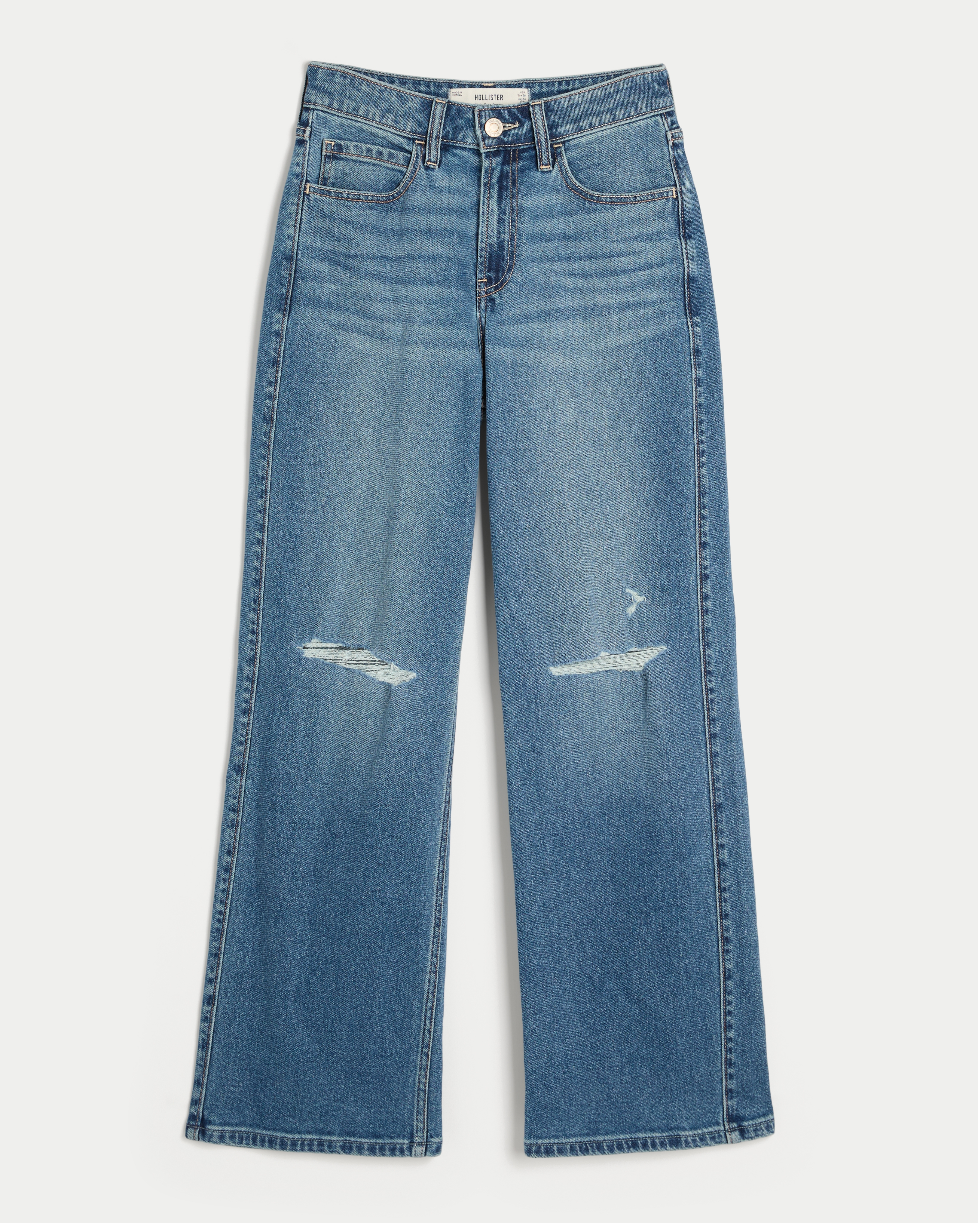 Curvy High-Rise Ripped Medium Wash Baggy Jeans