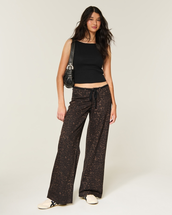 Ultra Low-Rise Leopard Print Super Baggy Jeans