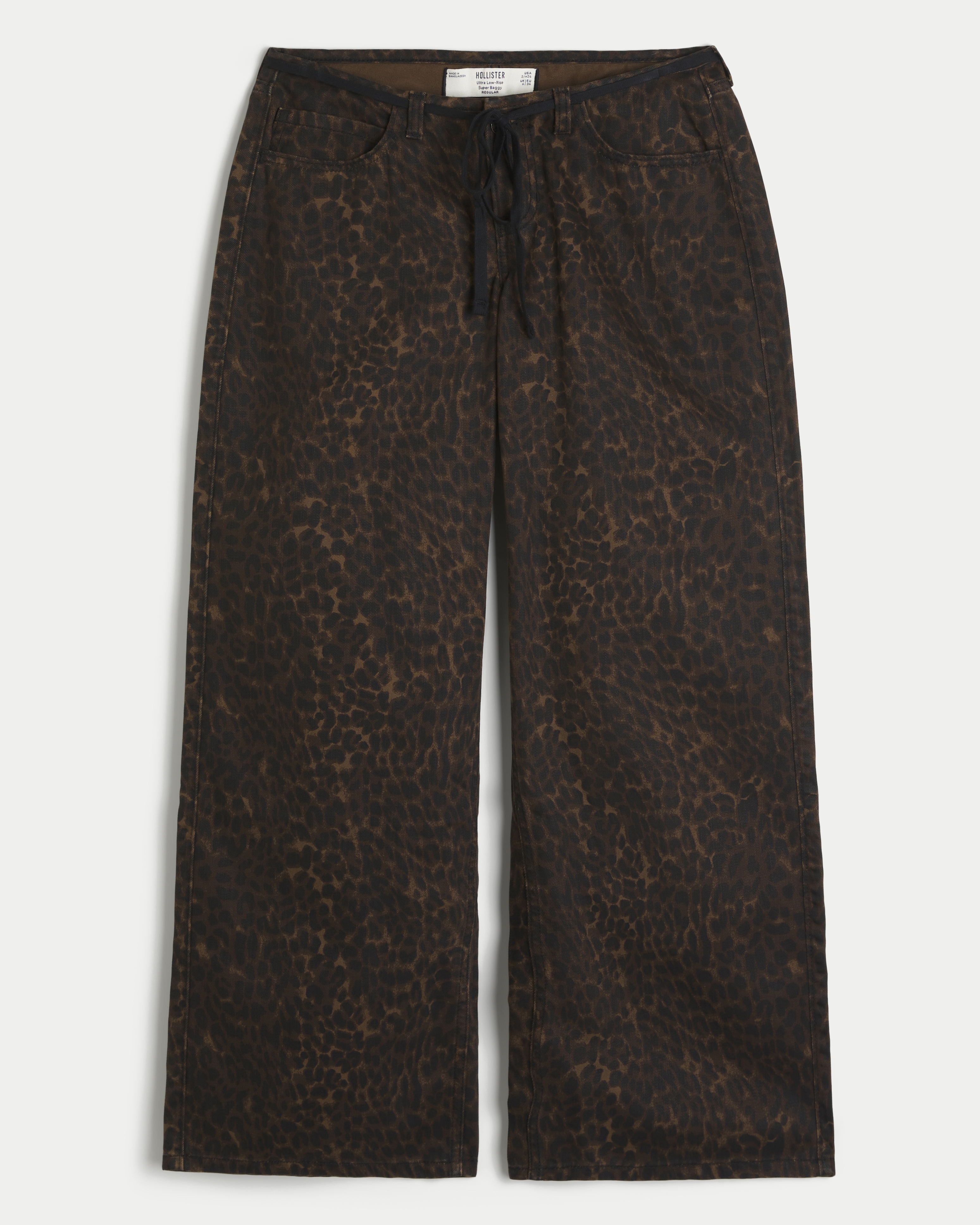 Ultra Low-Rise Leopard Print Super Baggy Jeans
