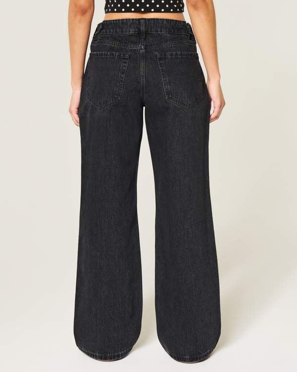 Women's Hollister Andi Adjustable Waist Low-Rise Black Baggy Jeans