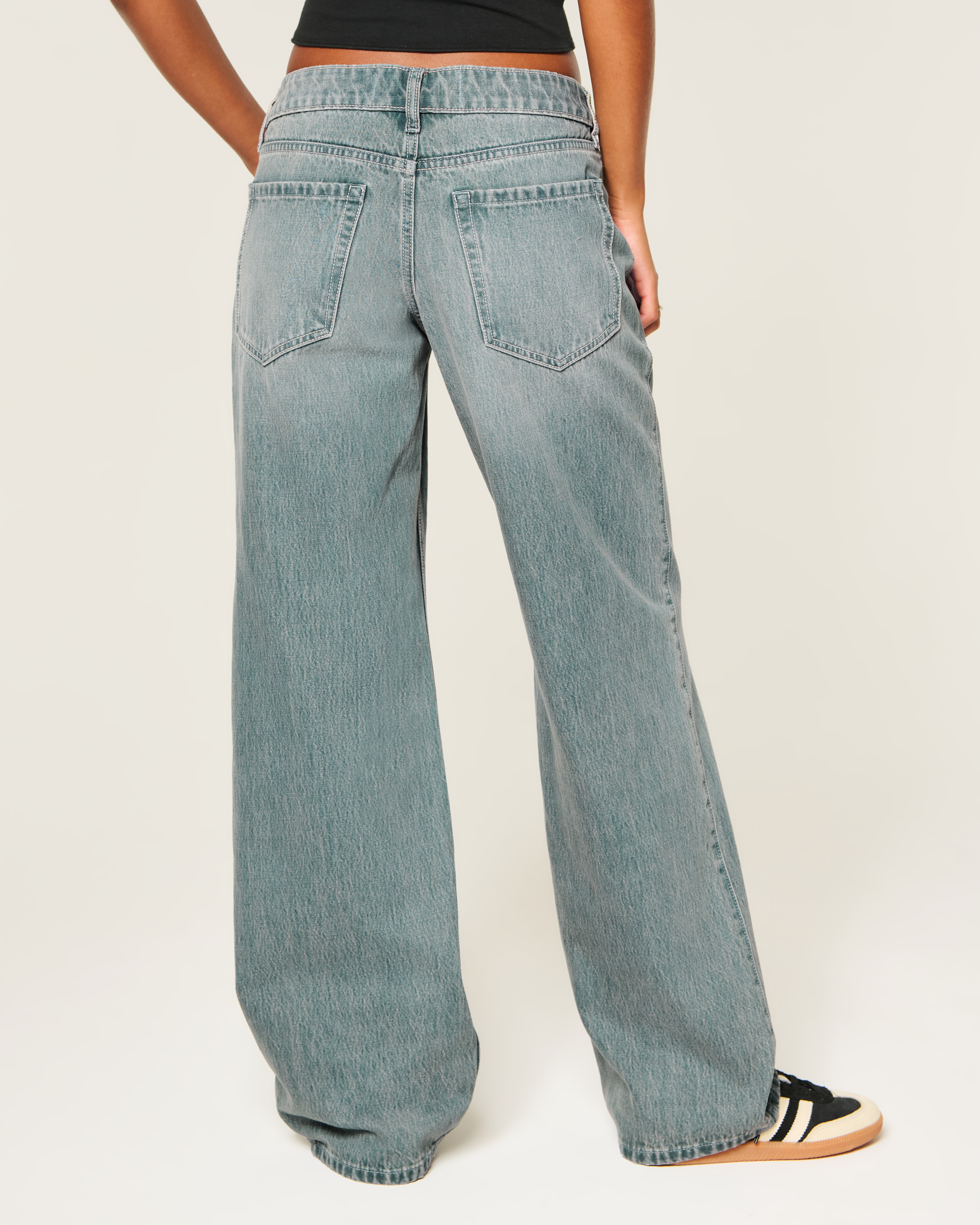 Ultra Low-Rise Dark Wash Baggy Jeans