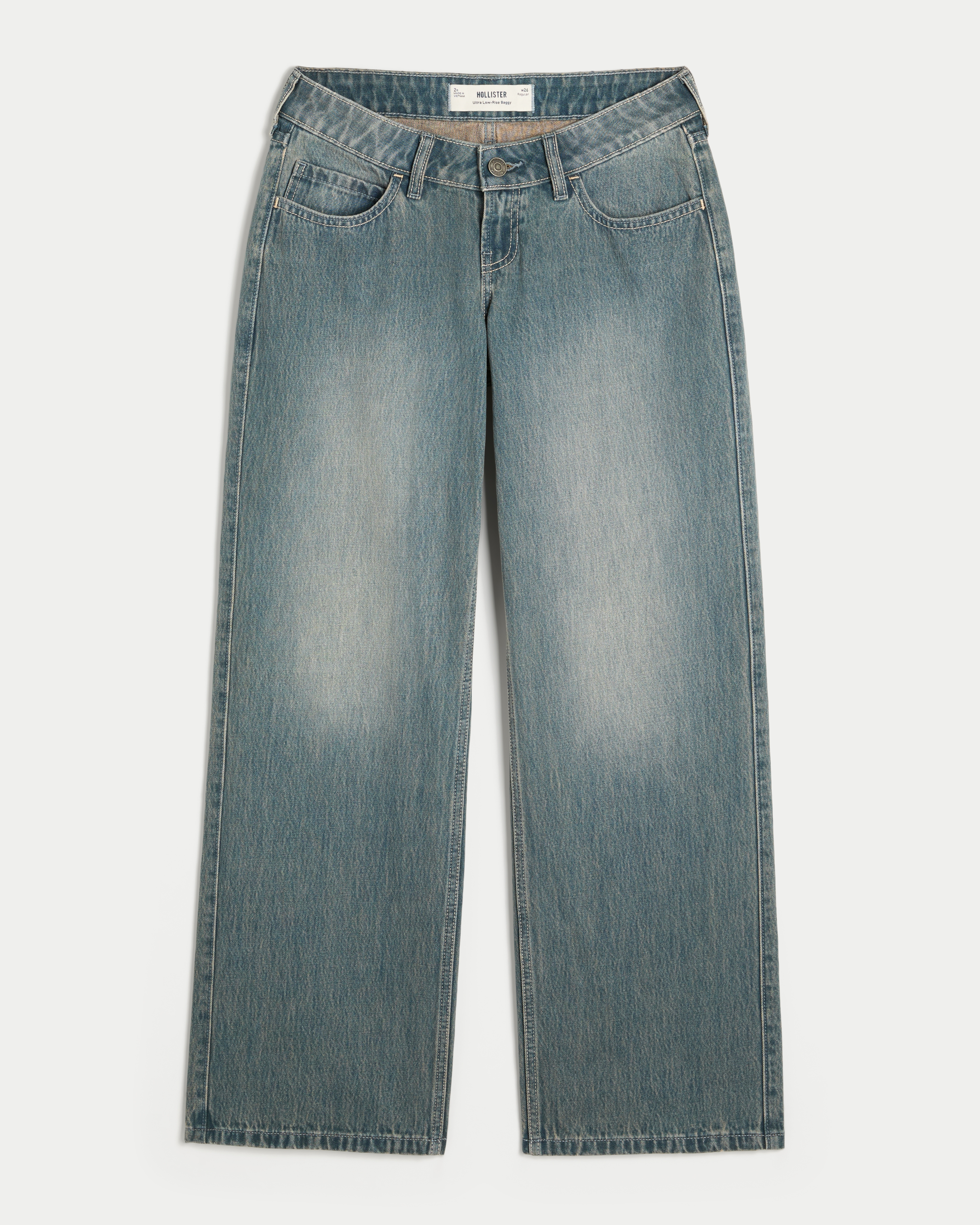 Ultra Low-Rise Dark Wash Baggy Jeans