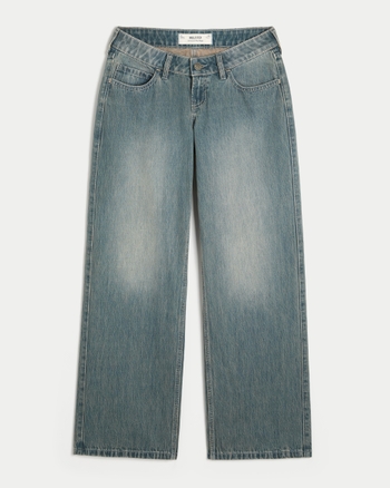 Femmes Jean ample délavé foncé à taille basse | Femmes Bas | HollisterCo.com