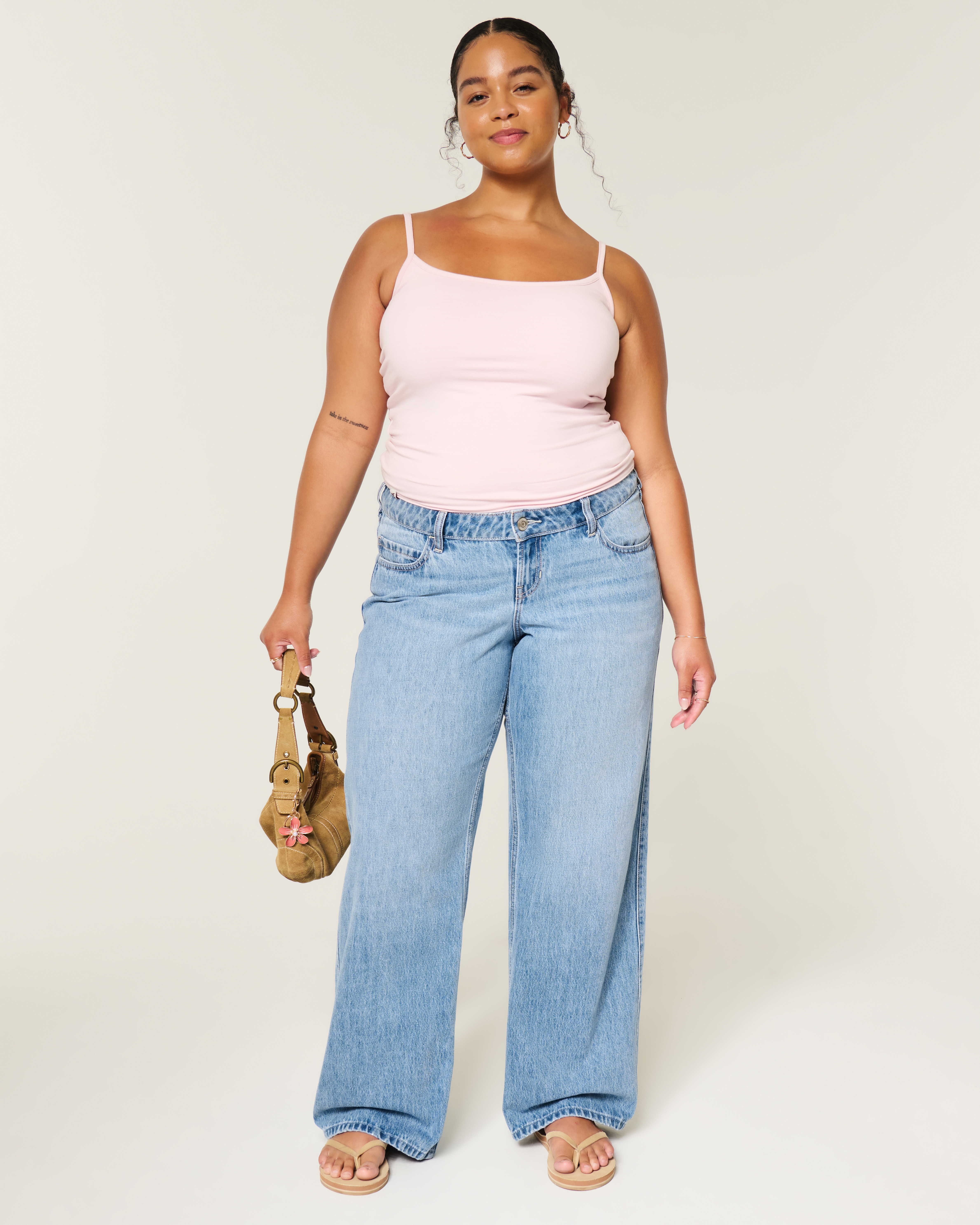 Ultra Low-Rise Medium Wash Baggy Jeans