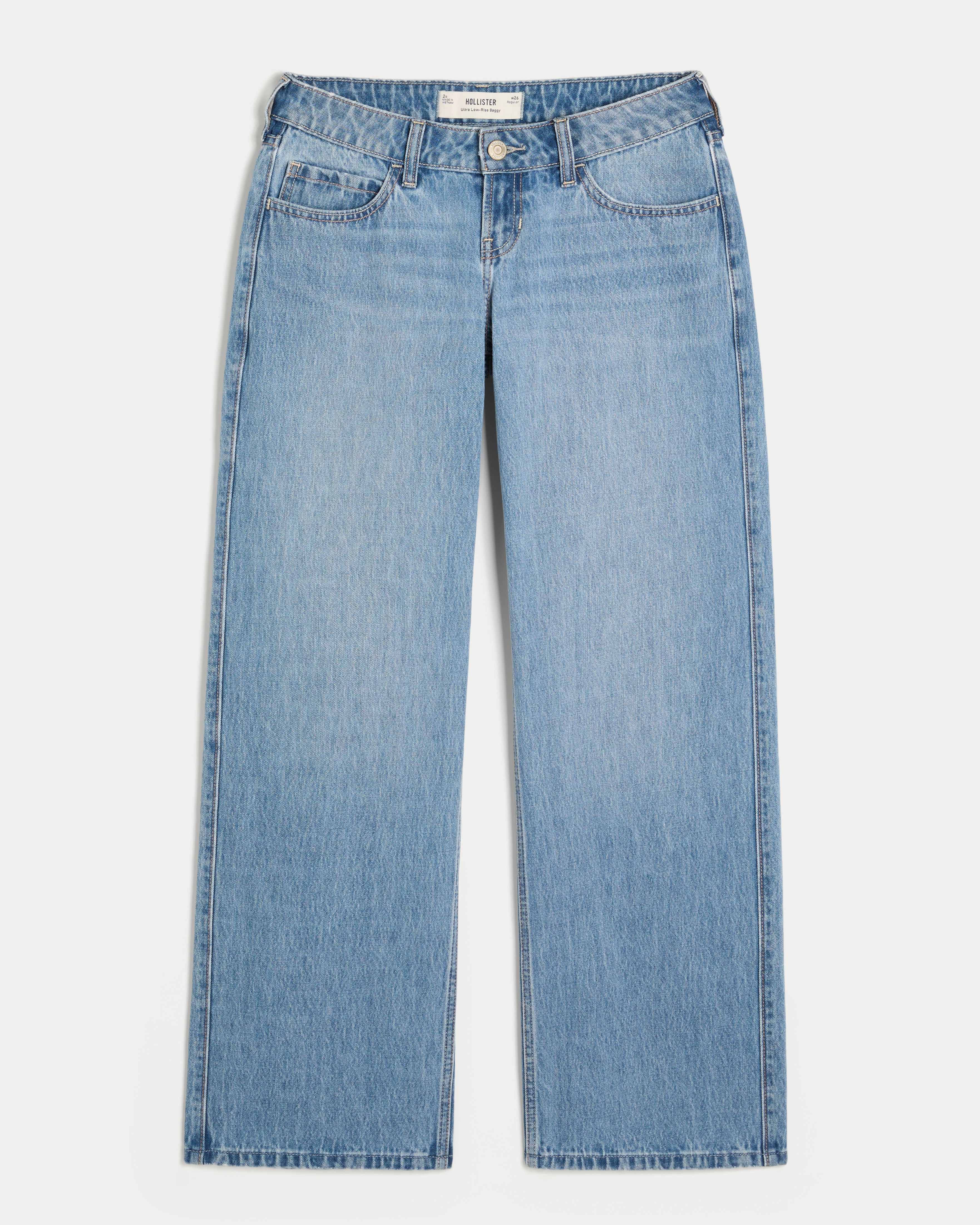 Ultra Low-Rise Medium Wash Baggy Jeans