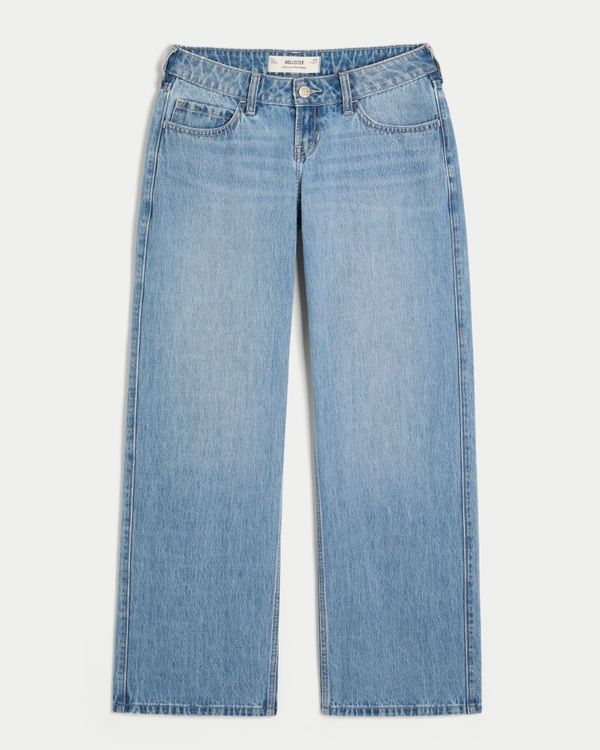 Ultra Low-Rise Medium Wash Baggy Jeans, Medium view 1