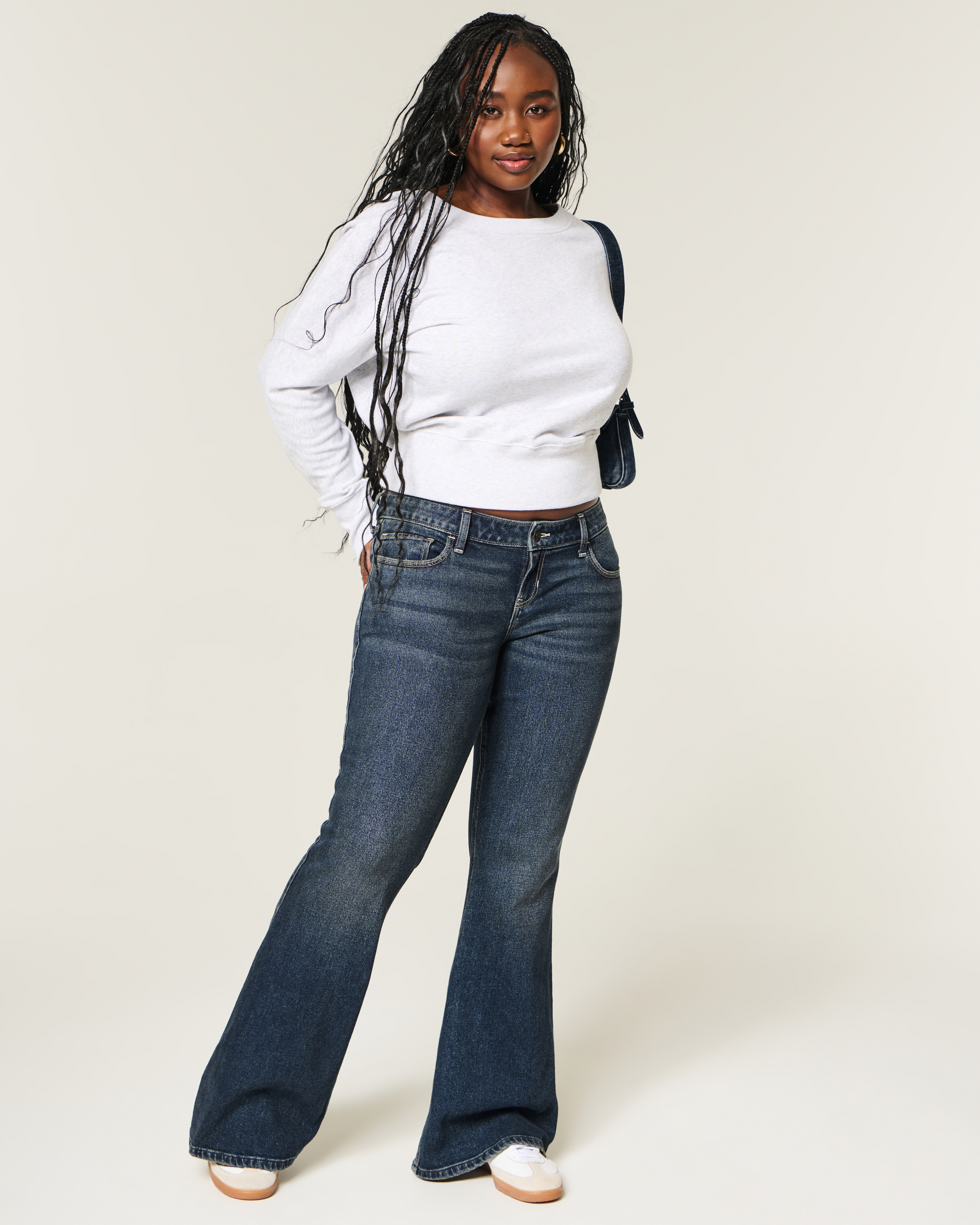 Ultra Low-Rise Dark Wash Flare Jeans