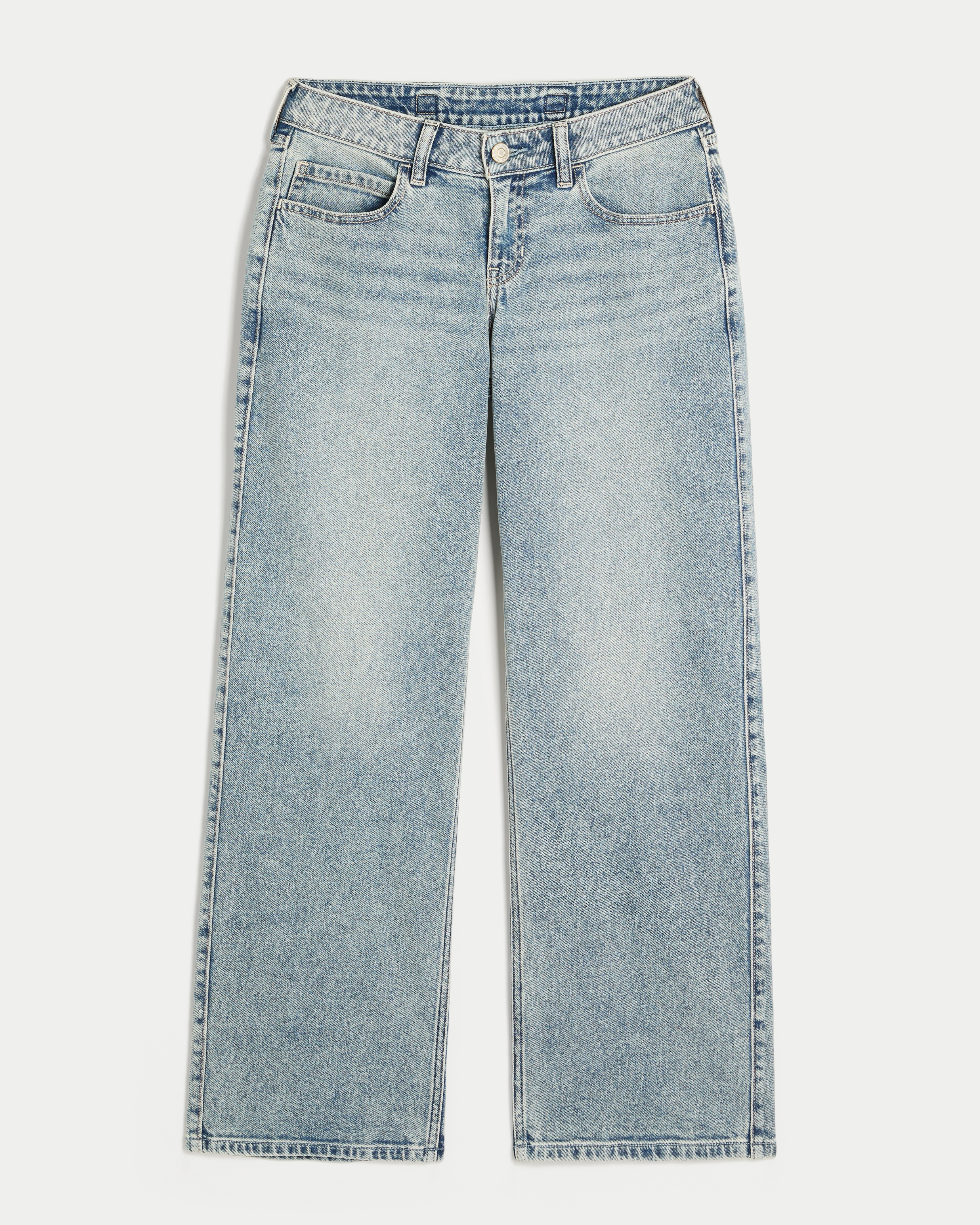 Hollister Andi Adjustable Waist Low-Rise Light Wash Back Buckle Baggy Jeans