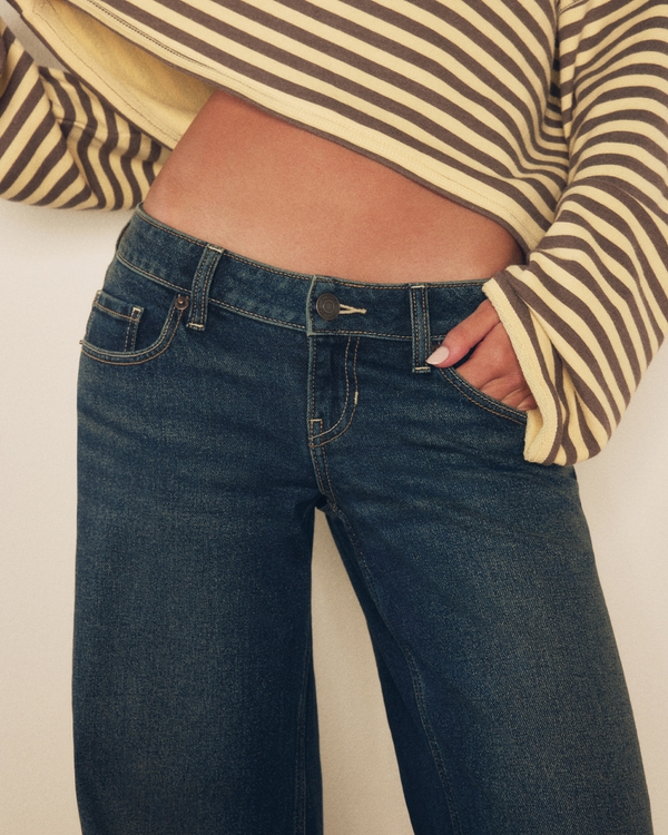 Ultra Low-Rise Dark Wash Wide-Leg Jeans, Dark view 2