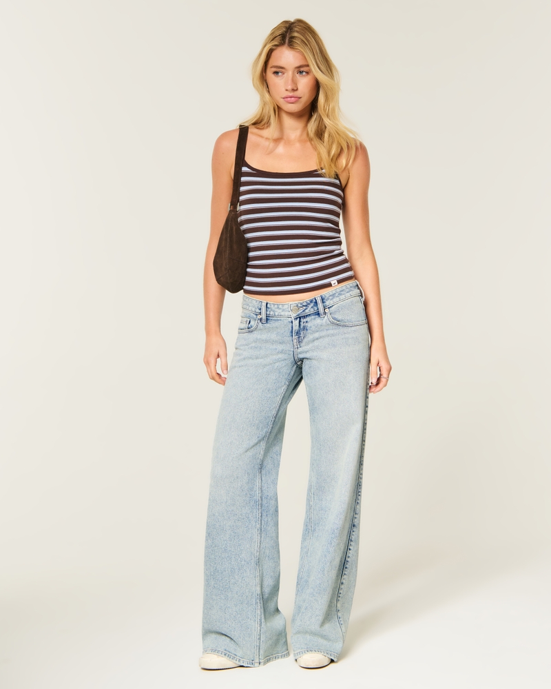 Ultra Low-Rise Wide-Leg Jeans - light by Hollister