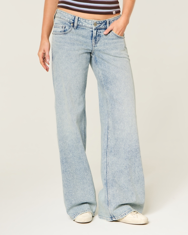 Ultra Low-Rise Light Wash Wide-Leg Jeans, Light view 2