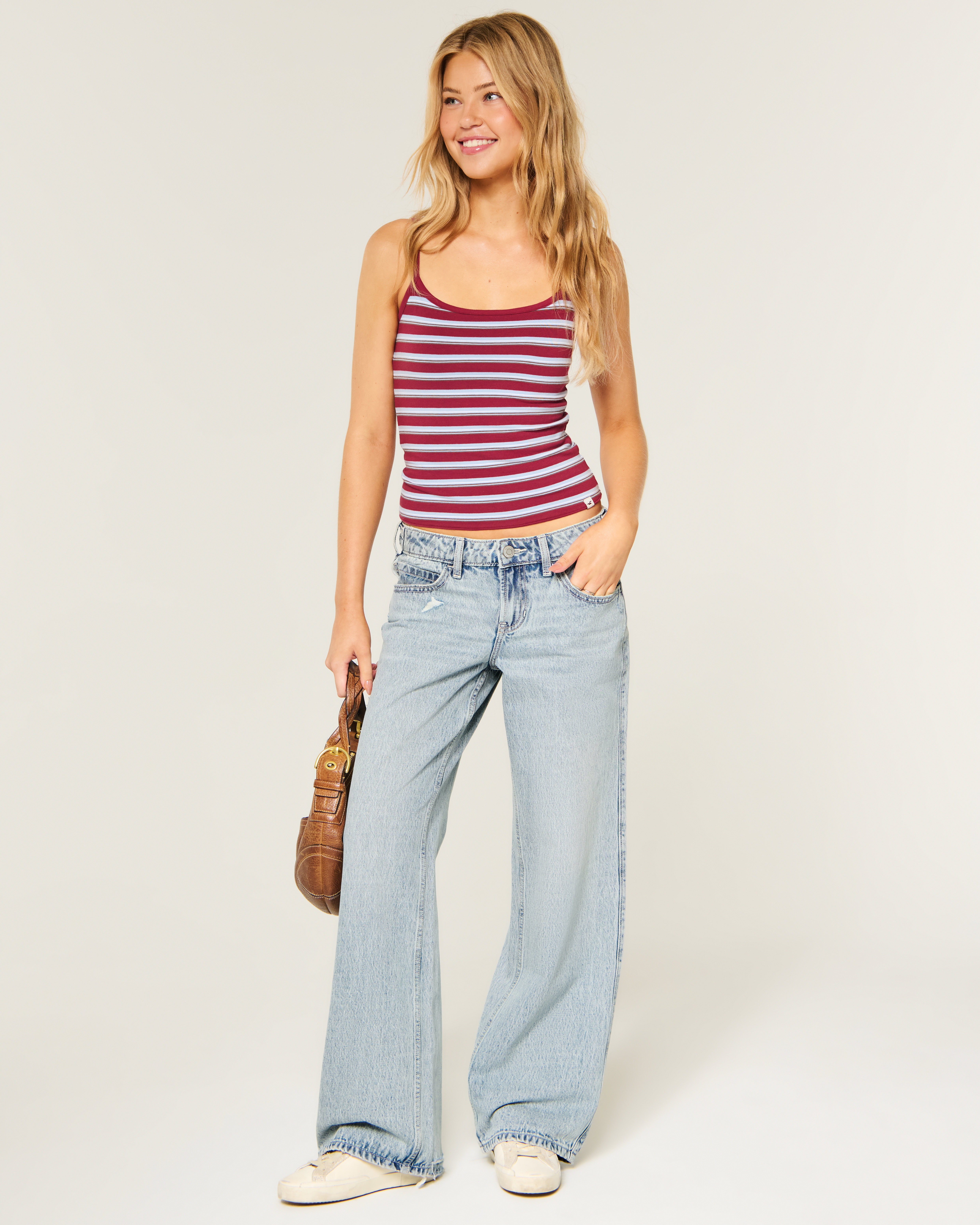 Hollister Andi Adjustable Waist Low-Rise Distressed Baggy Jeans