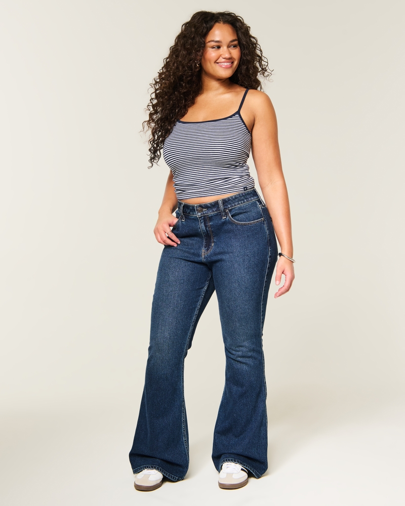 Curvy High-Rise Flare Jeans - dark by Hollister