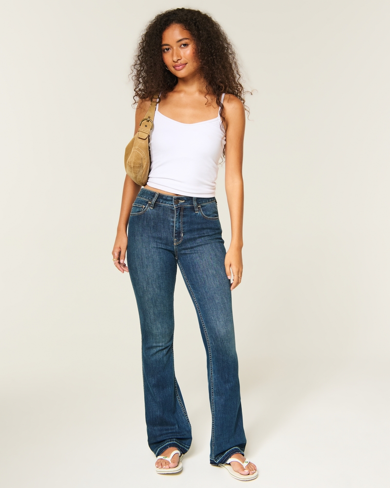 Curvy High-Rise Bootcut Jeans - dark by Hollister