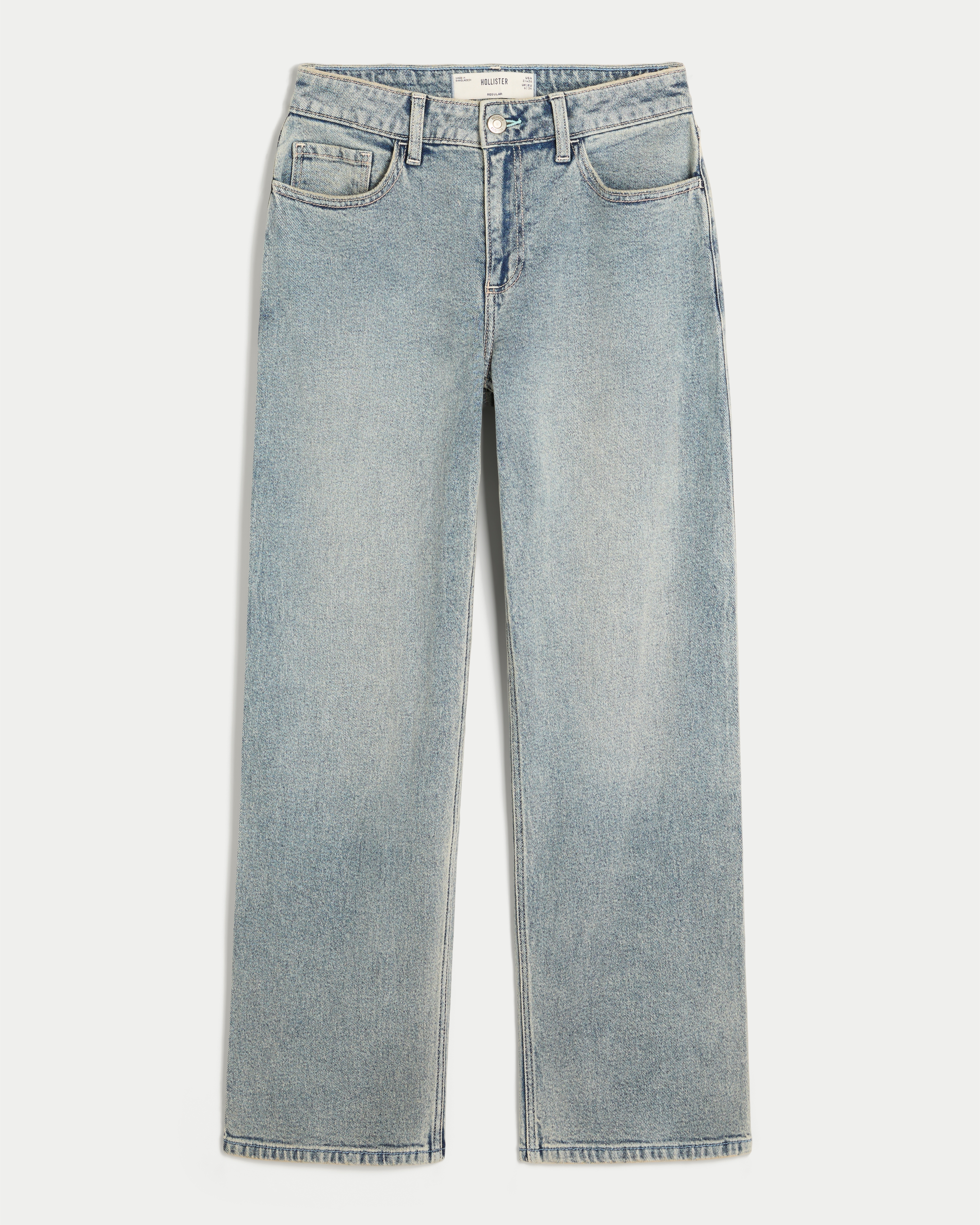 High-Rise Light Wash Dad Jeans