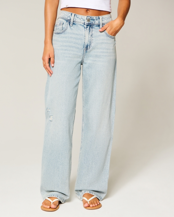 High-Rise Distressed Light Wash Dad Jeans, Light view 2