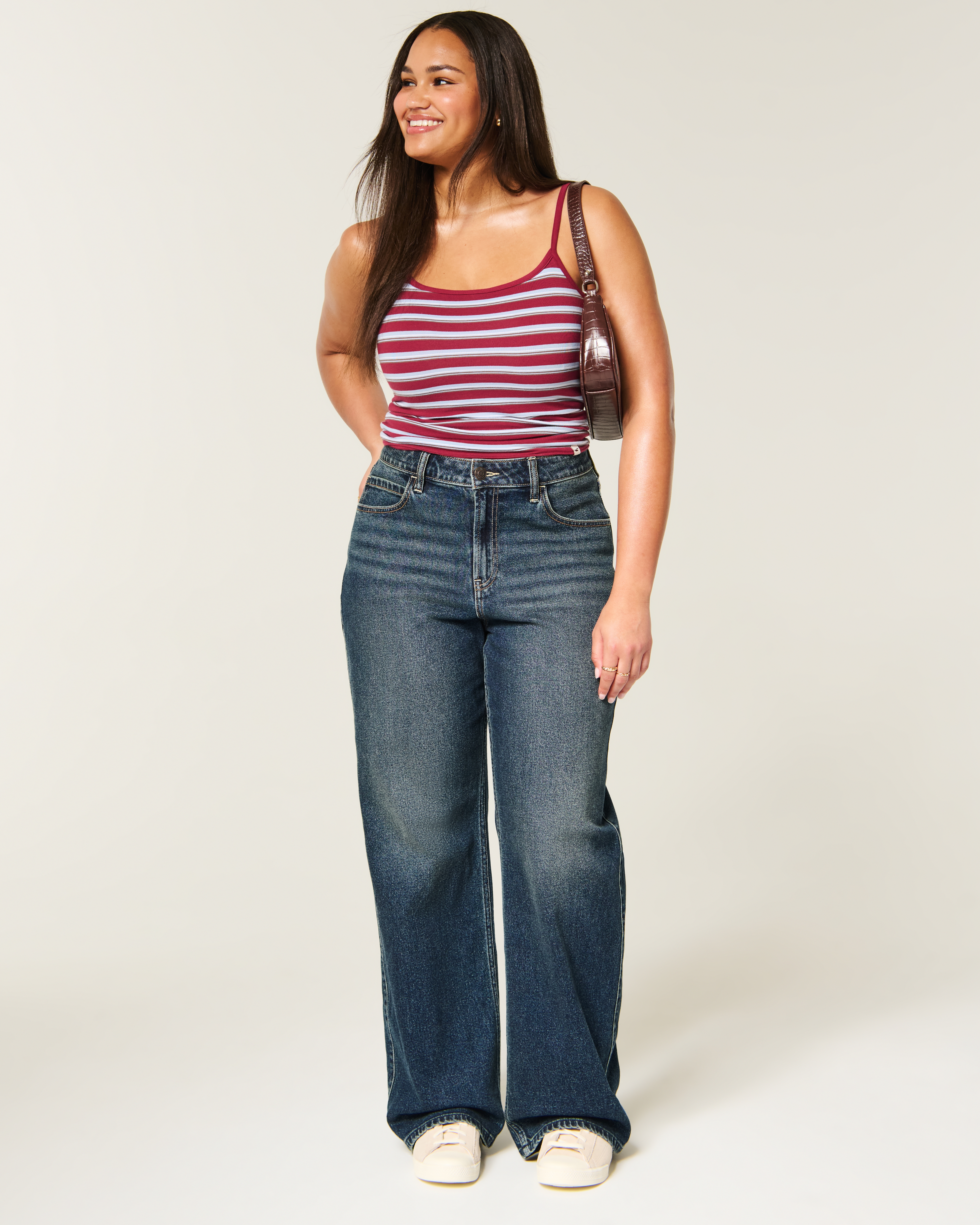 Curvy High-Rise Dark Wash Baggy Jeans