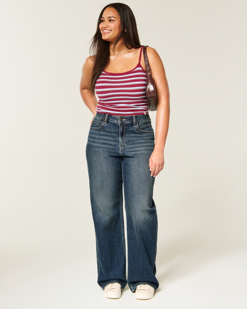 Curvy High-Rise Baggy Jeans - dark by Hollister