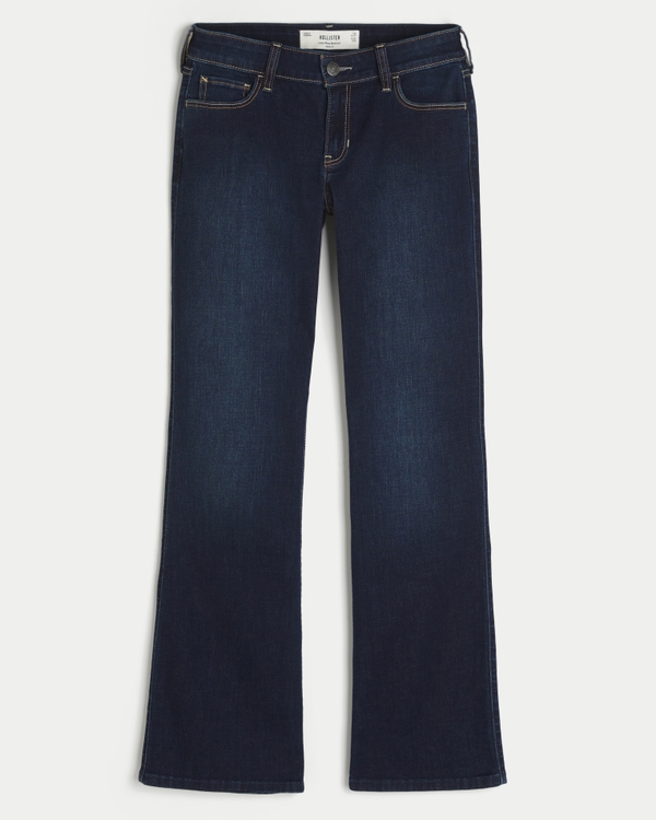 Low-Rise Dark Wash Bootcut Jeans, Dark view 1
