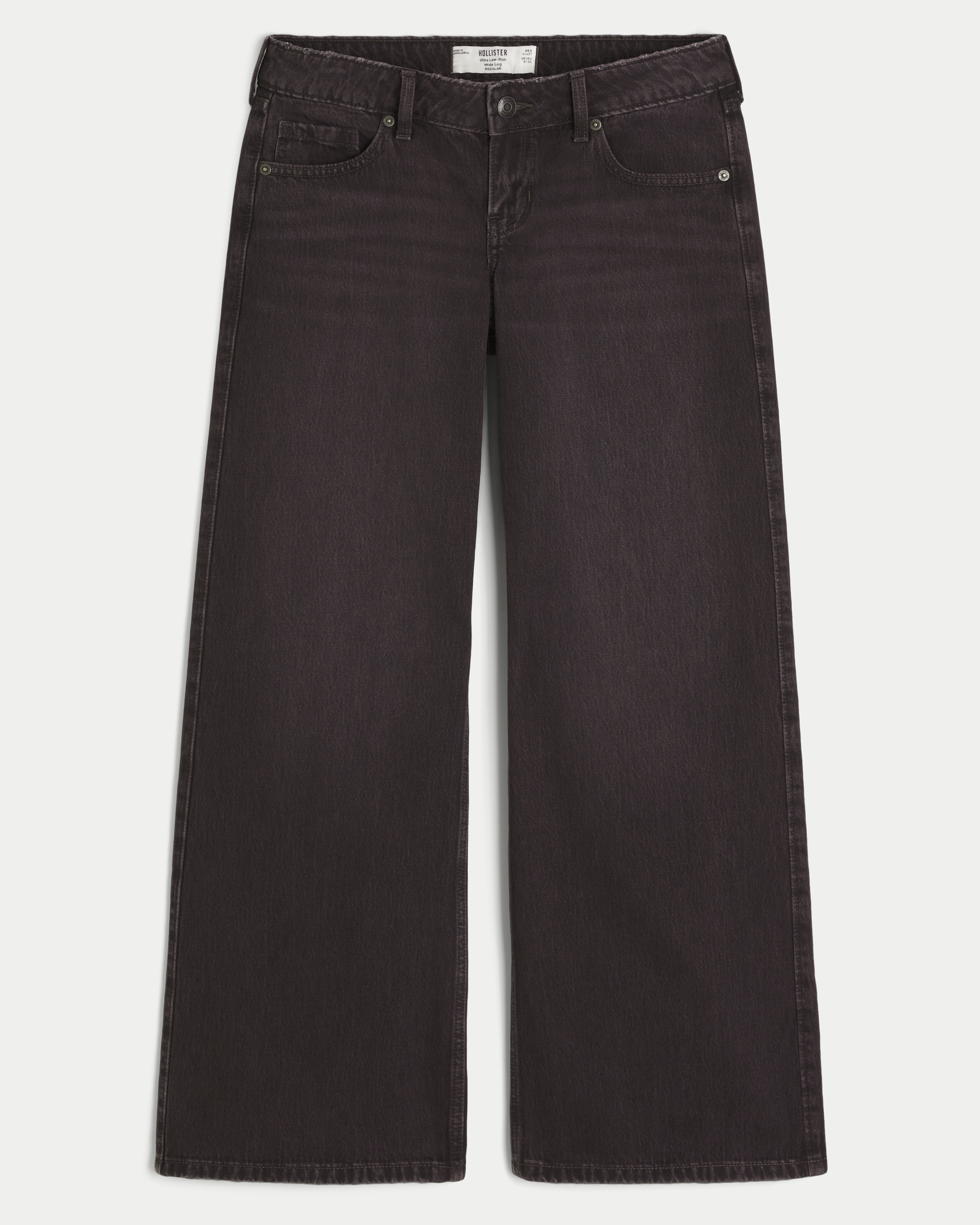 Ultra Low-Rise Tinted Brown Wide-Leg Jeans
