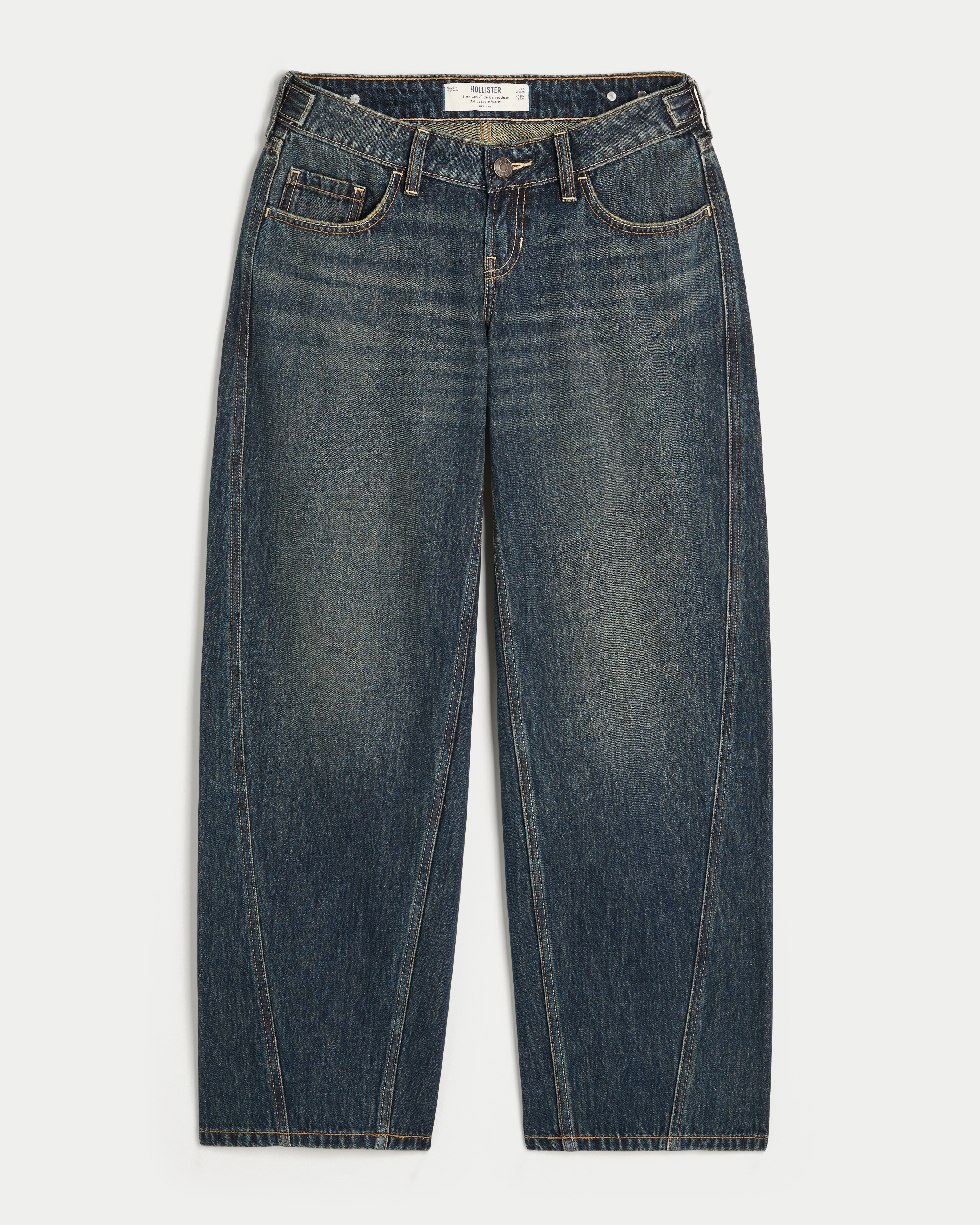 Hollister Andi Adjustable Waist Ultra Low-Rise Barrel Jeans