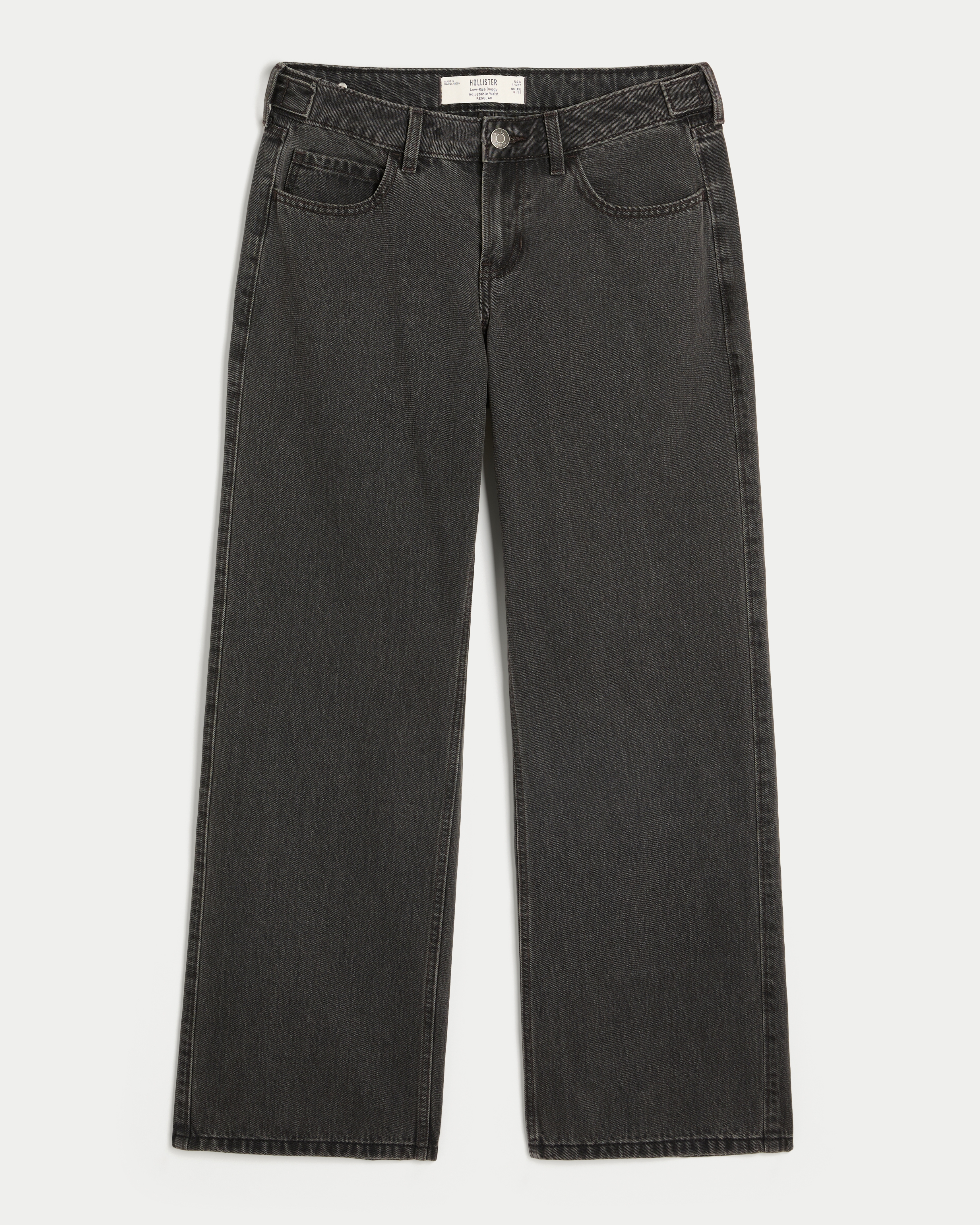 Hollister Andi Adjustable Waist Low-Rise Washed Black Baggy Jeans
