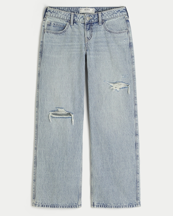 Ultra Low-Rise Ripped Light Wash Baggy Jeans, Light view 1