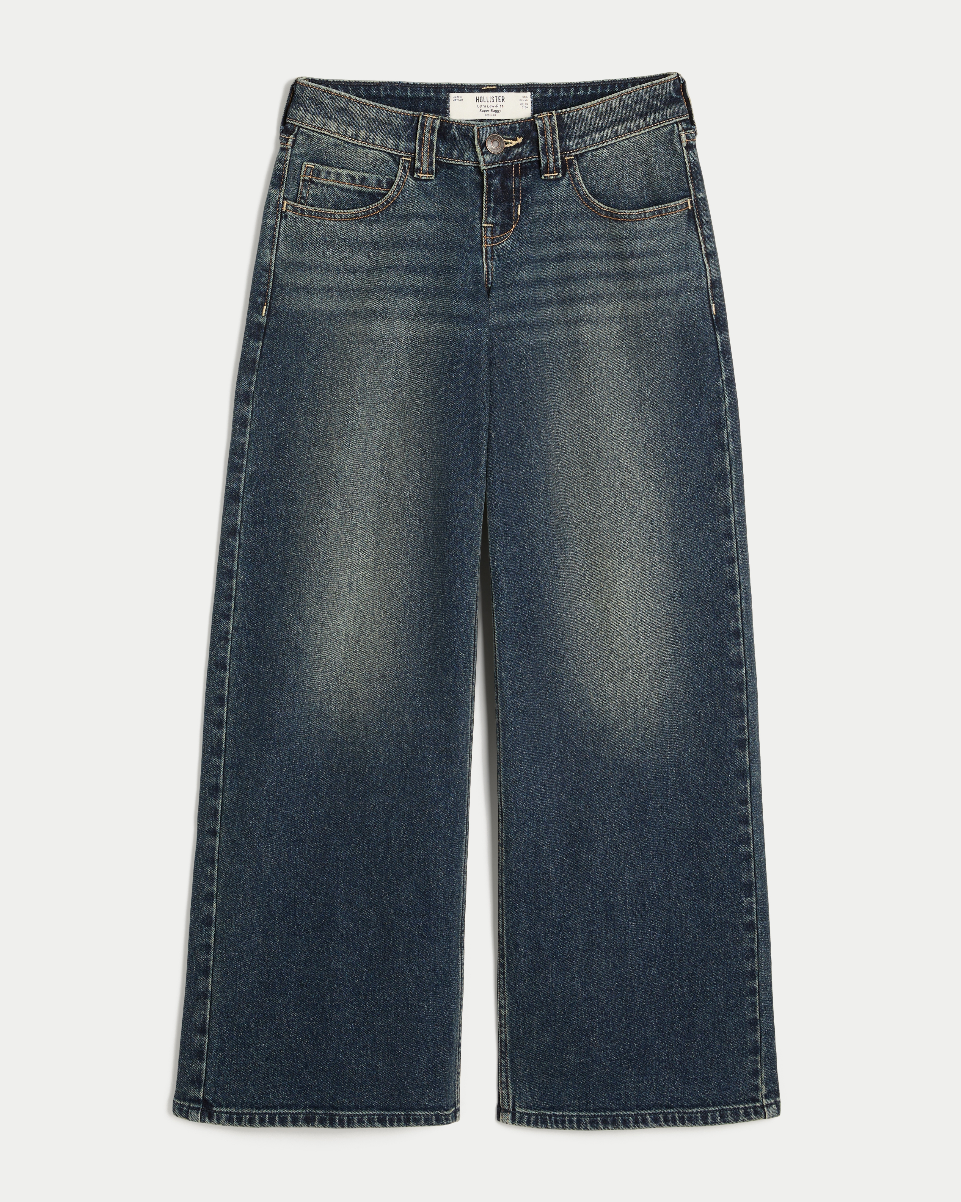 Ultra Low-Rise Floral Embroidery Super Baggy Jeans