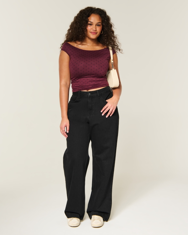Curvy High-Rise Baggy Jeans, Black view 1