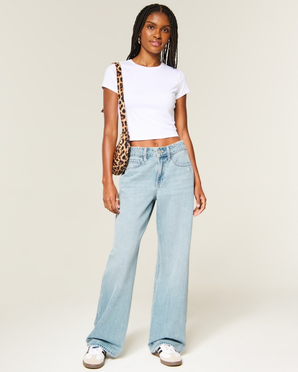 High-Rise Distressed Baggy Jeans, Light view 1