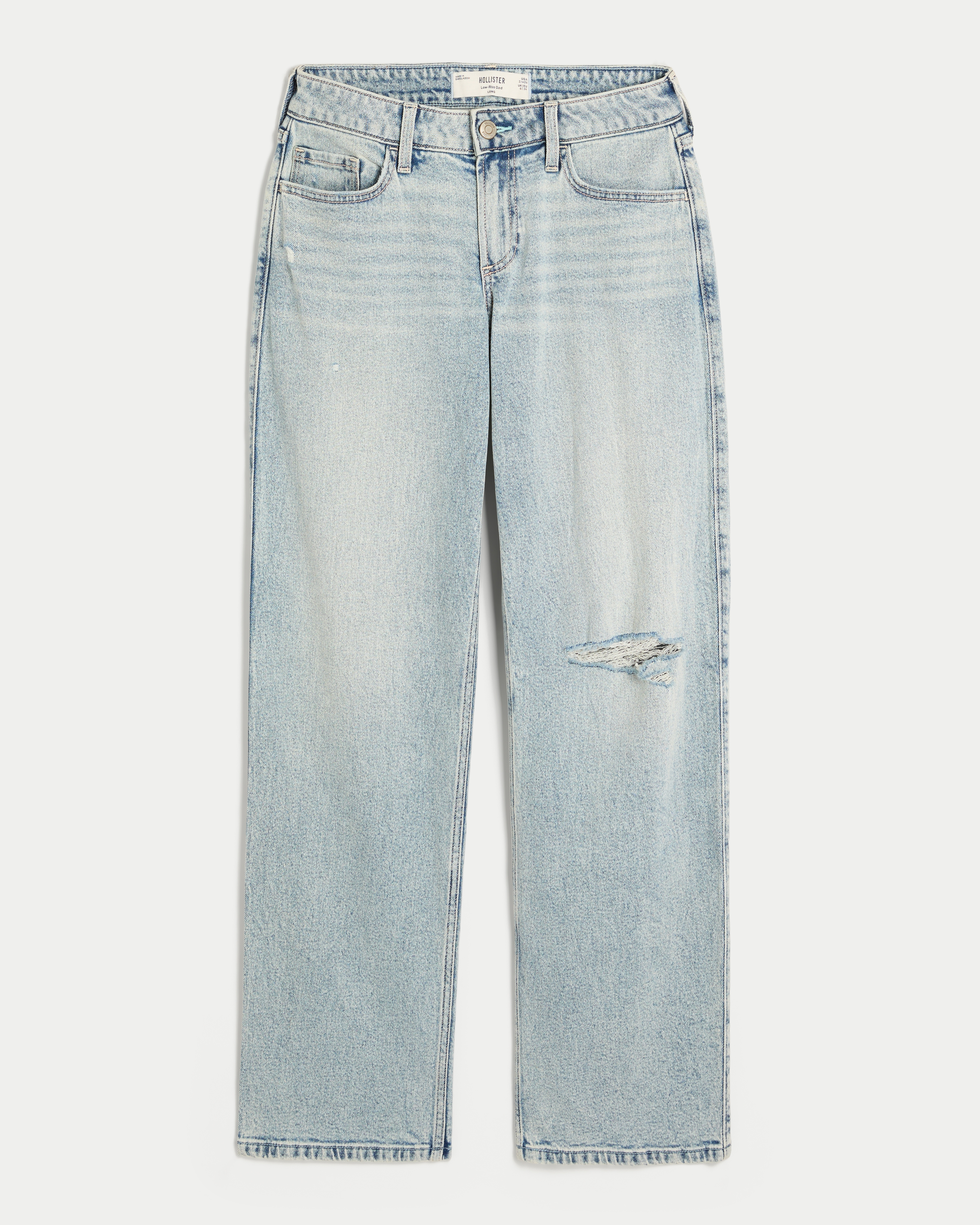 Low-Rise Ripped Dad Jeans
