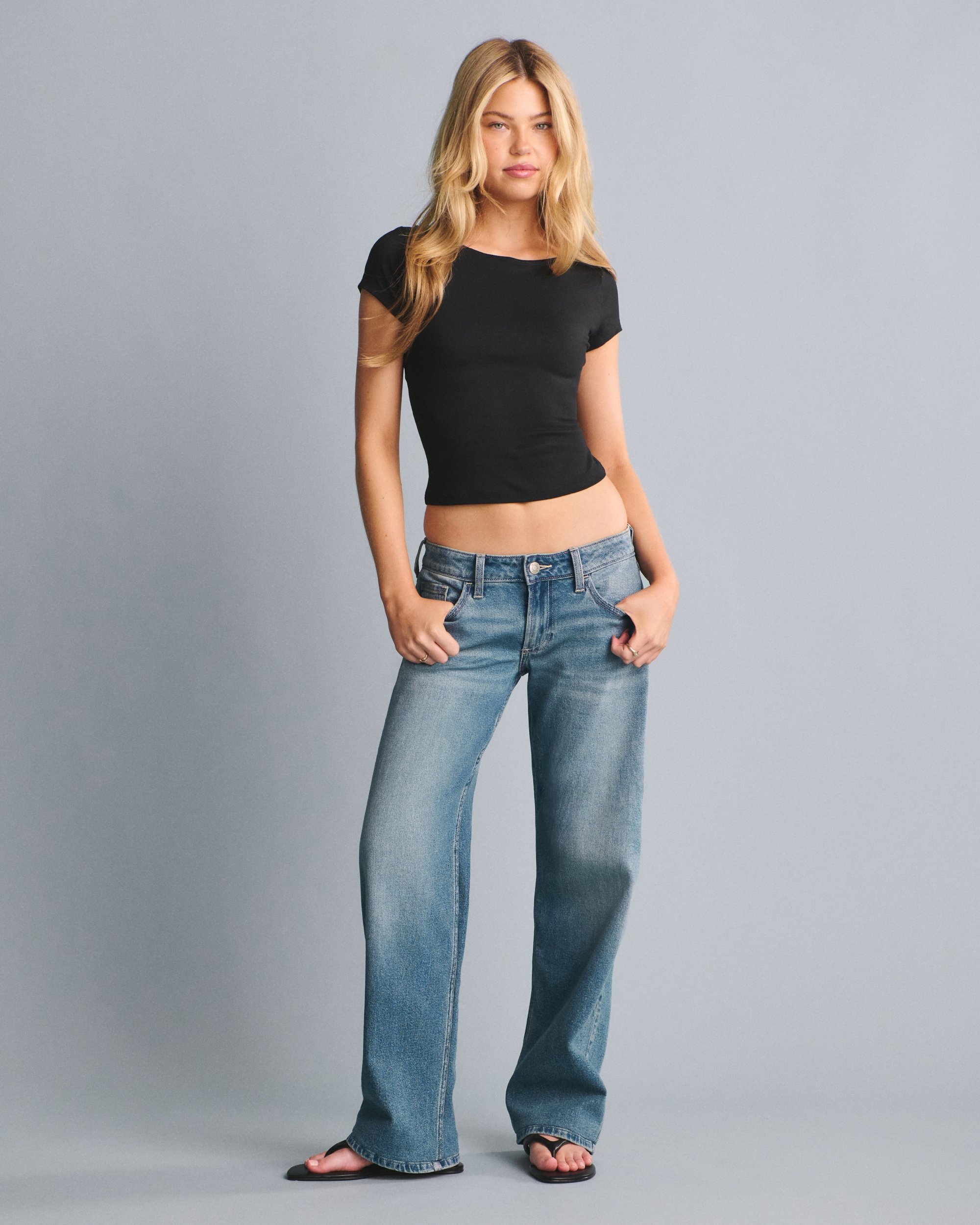 Low-Rise Medium Wash Dad Jeans