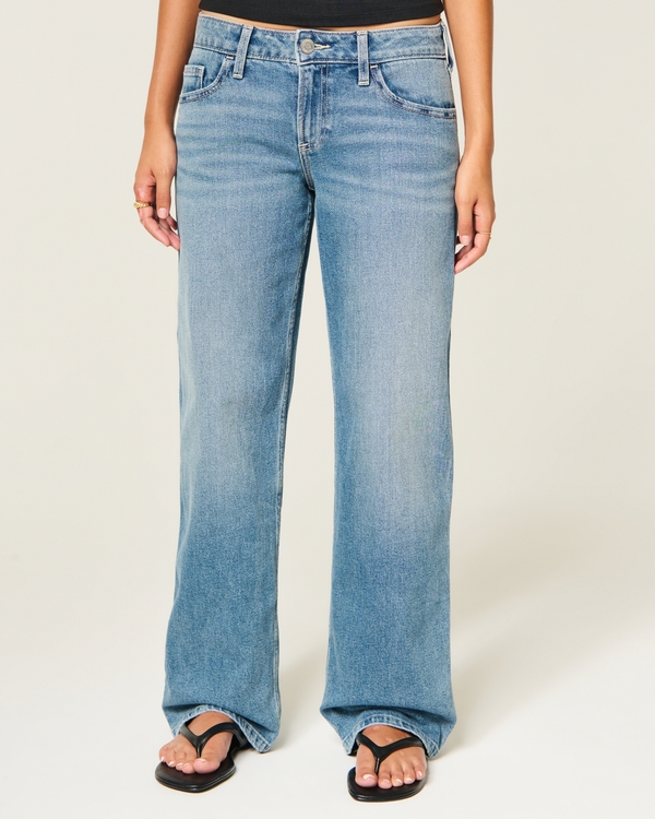 Low-Rise Medium Wash Relaxed Jeans, Medium view 2