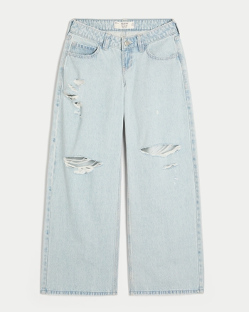 Hollister Women's Ultra Low-Rise Ripped Light Wash Super Baggy Jeans | Women's New Arrivals | HollisterCo.com
