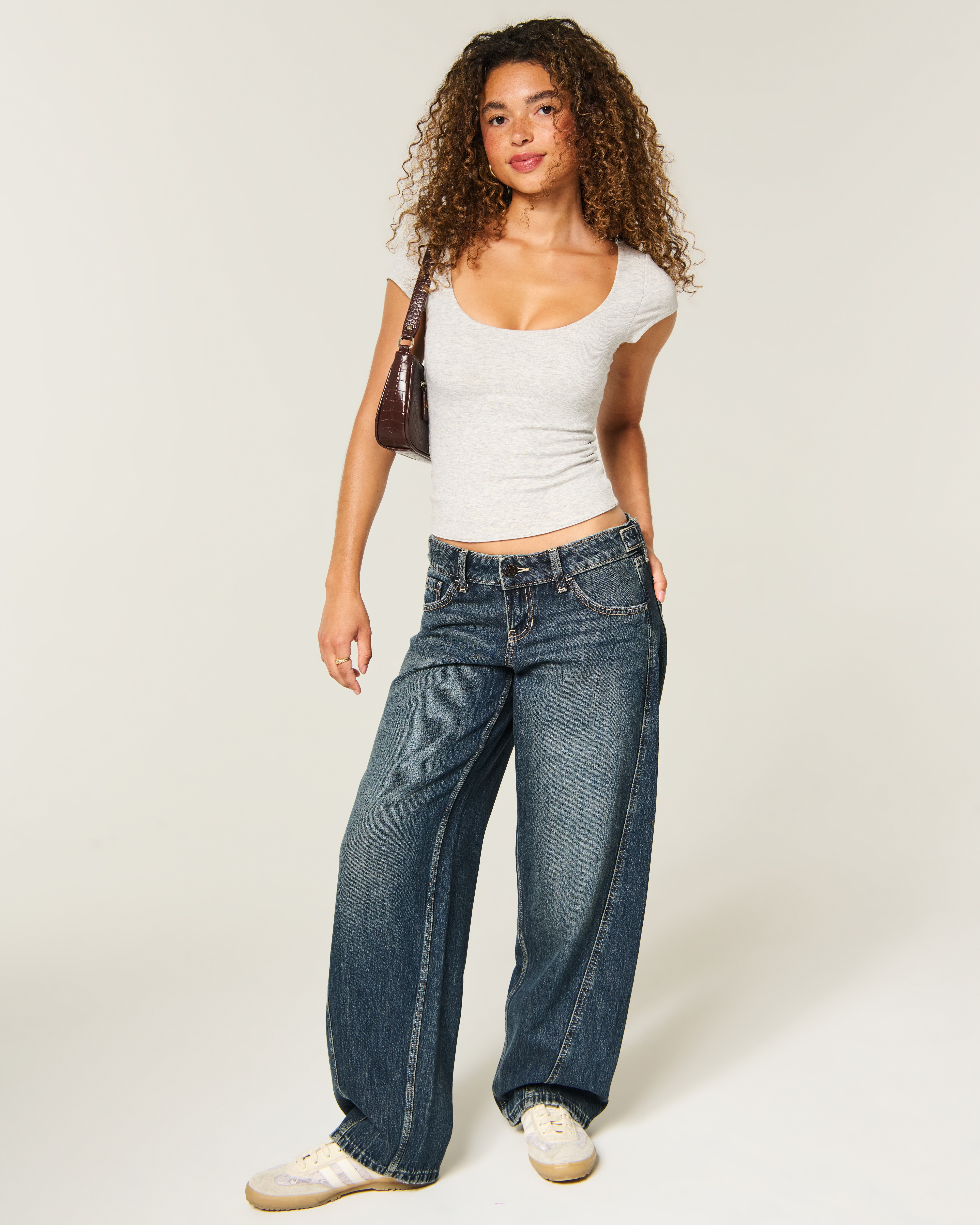 Hollister Andi Adjustable Waist Ultra Low-Rise Barrel Jeans