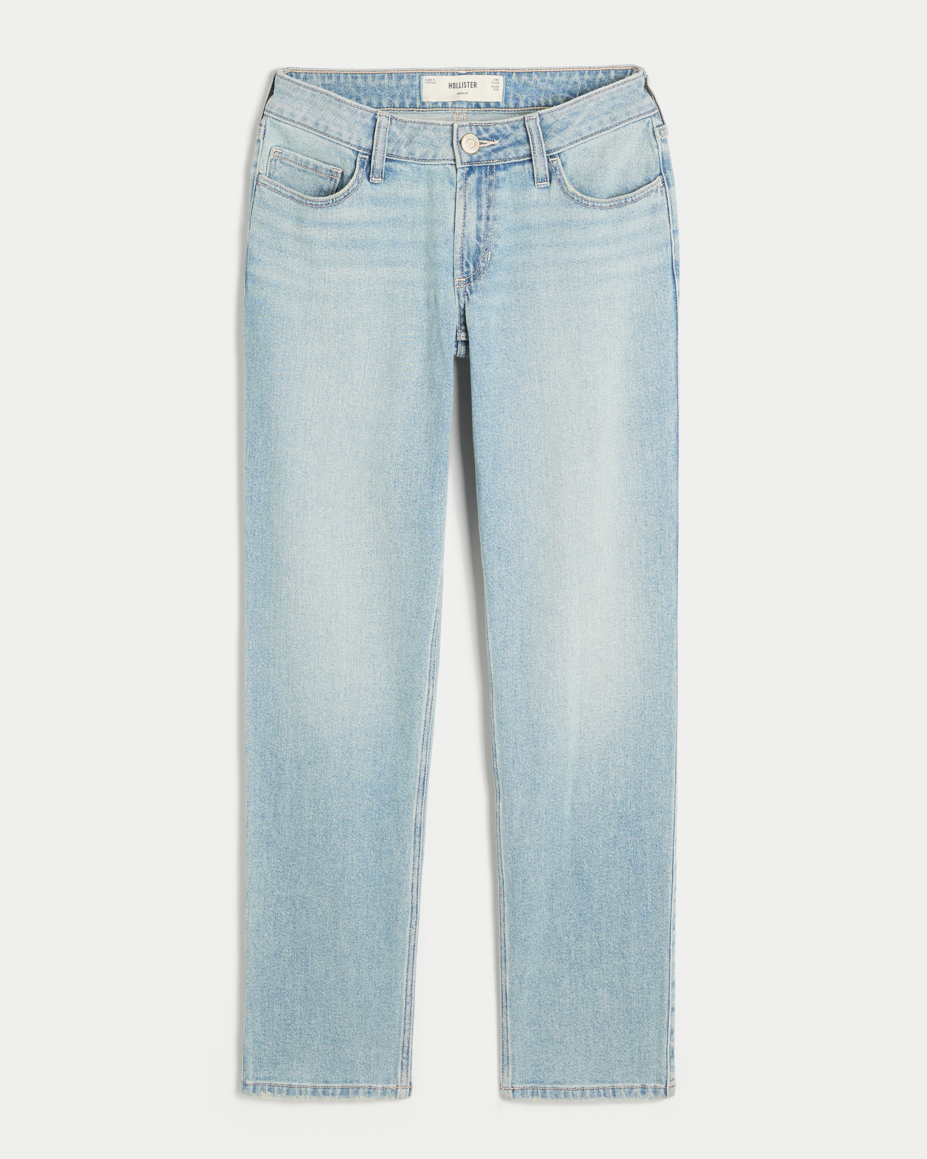 Low-Rise Light Wash Straight Jeans