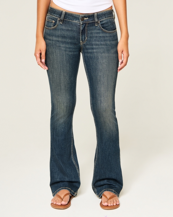 Low-Rise Stretch Bootcut Jeans, Dark view 2