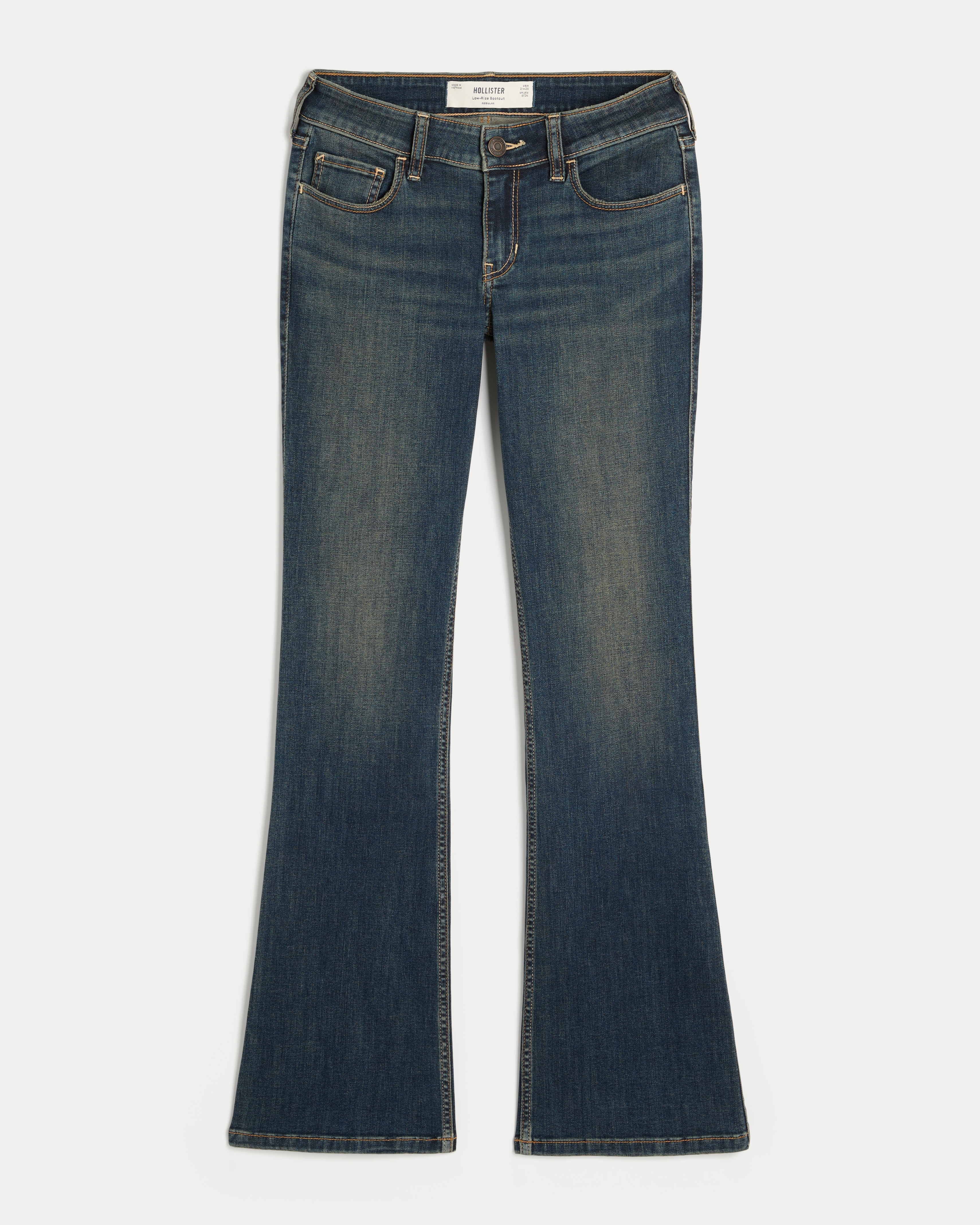 Low-Rise Dark Wash Stretch Bootcut Jeans