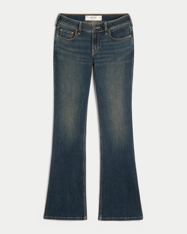 Low-Rise Dark Wash Stretch Bootcut Jeans, Dark view 1