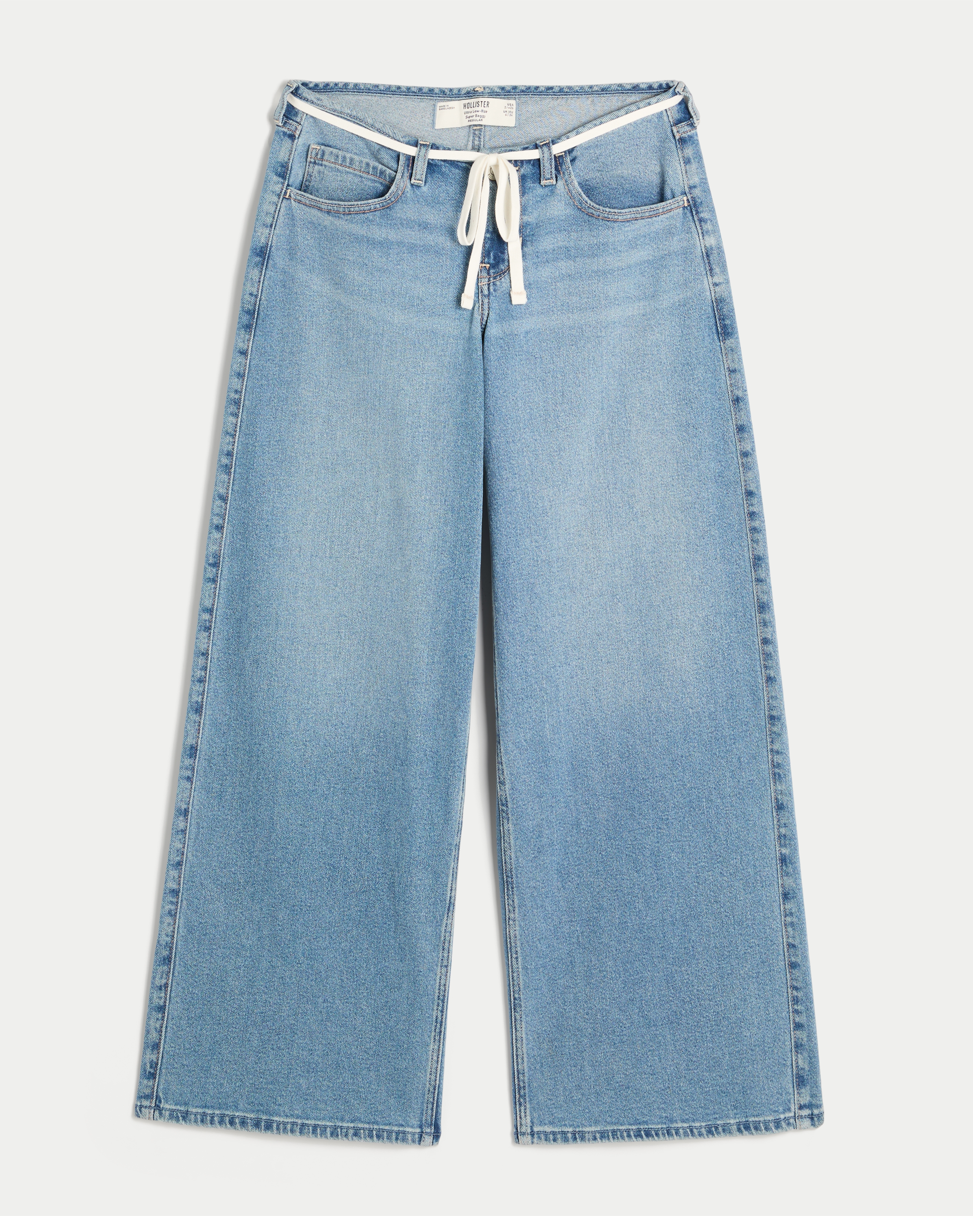Ultra Low-Rise Tie Waist Super Baggy Jeans