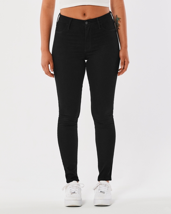 High-Rise Black Jean Leggings, Black view 2