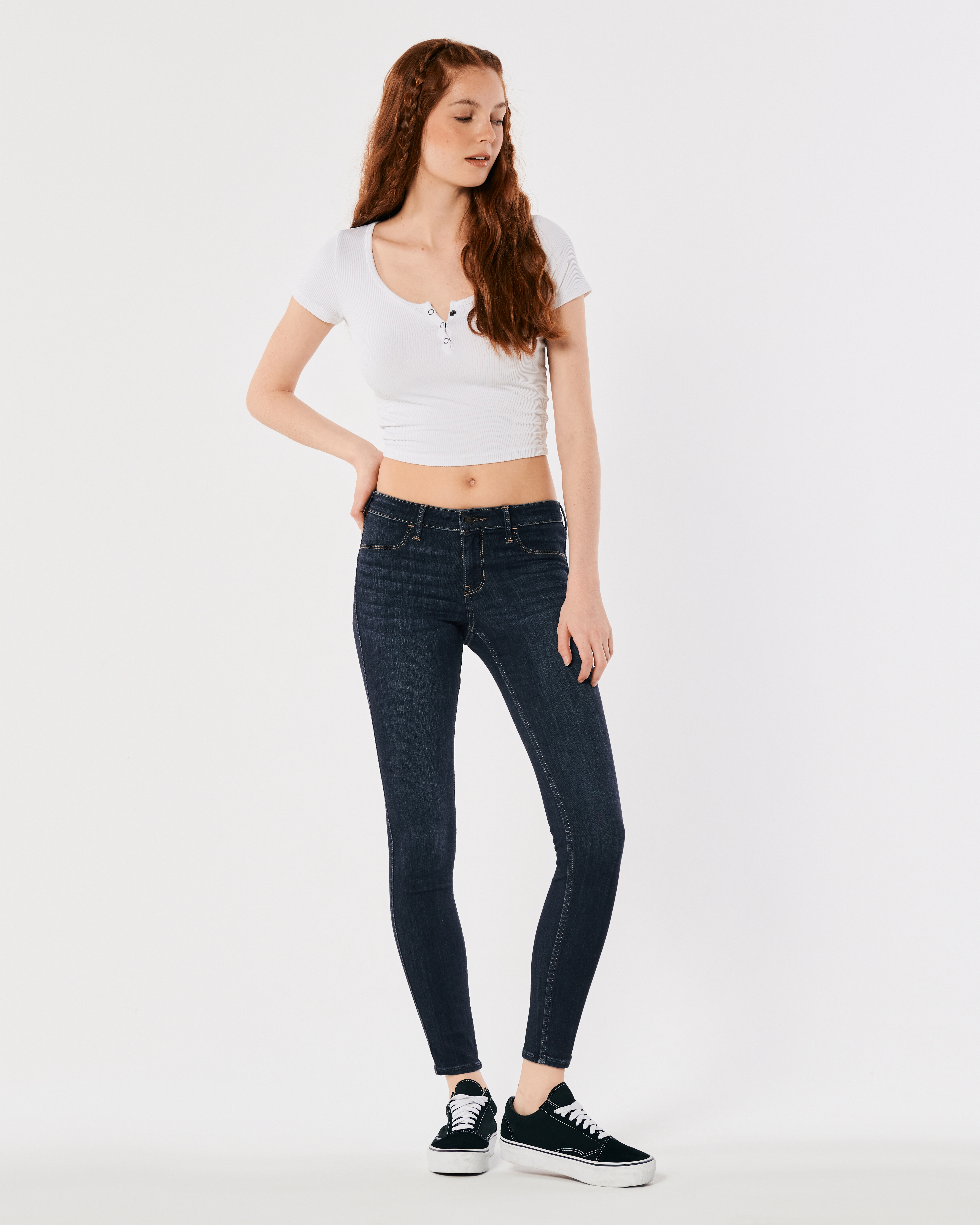 Low-Rise Dark Wash Jean Leggings